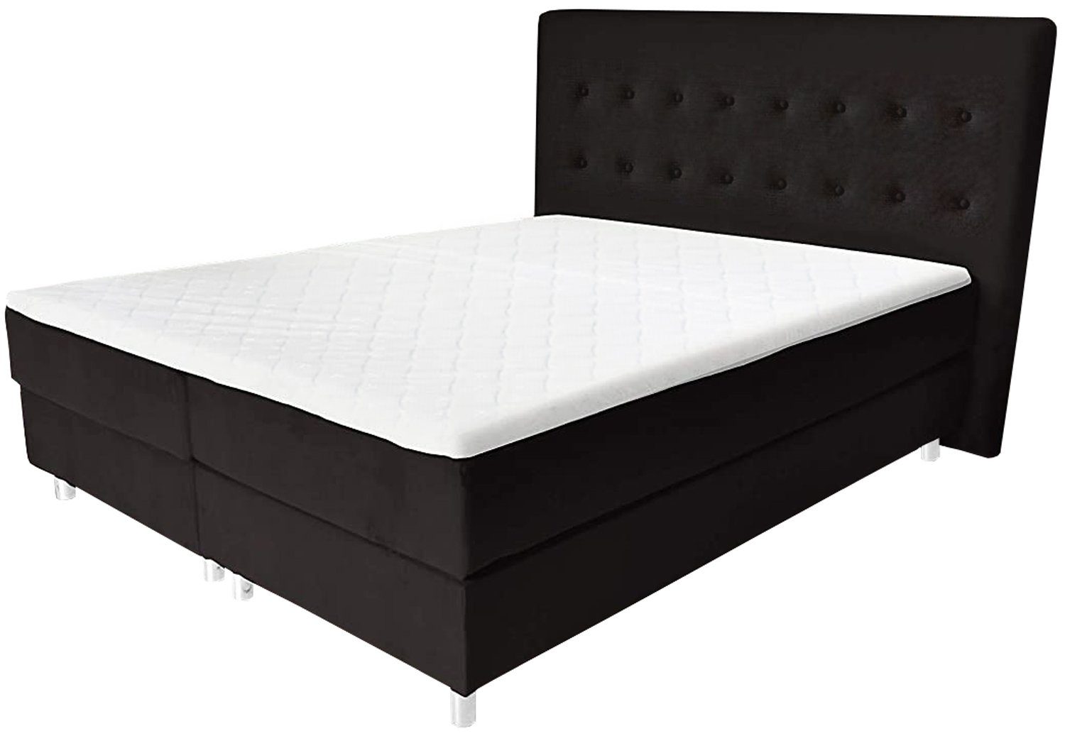 Best for Home Boxspringbett Amelia, mit Topper Schwarz | Boxspringbetten