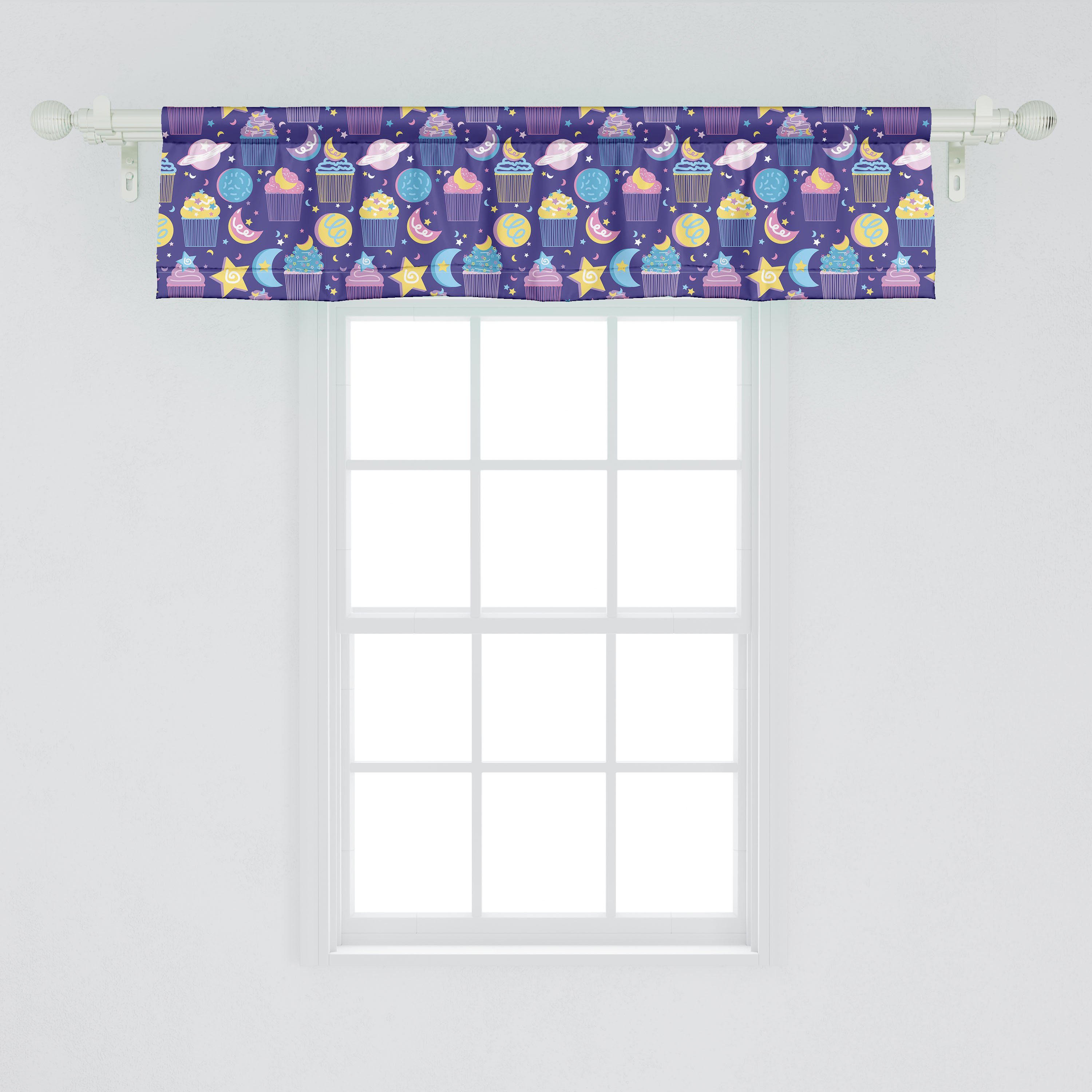 Vorhang Volant Schlafzimmer Abakuhaus, Mond Microfaser, Sahne-Kuchen Stangentasche, mit Dekor für Scheibengardine Cupcake Küche