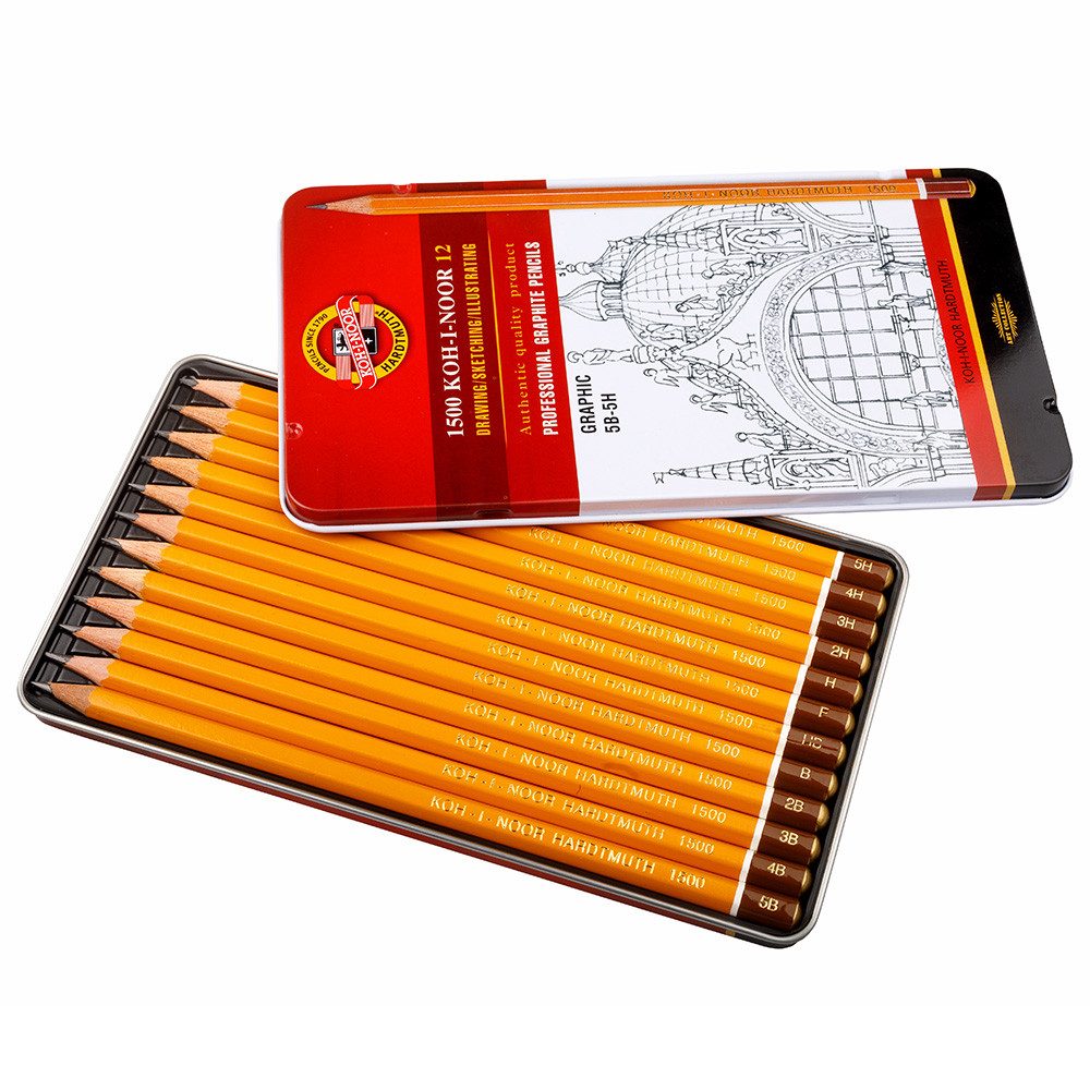 KOH-I-NOOR Zeichenkohle KOH Graphitstifte Gradation GRAPHIC 5B - 5H 12er M-Etui