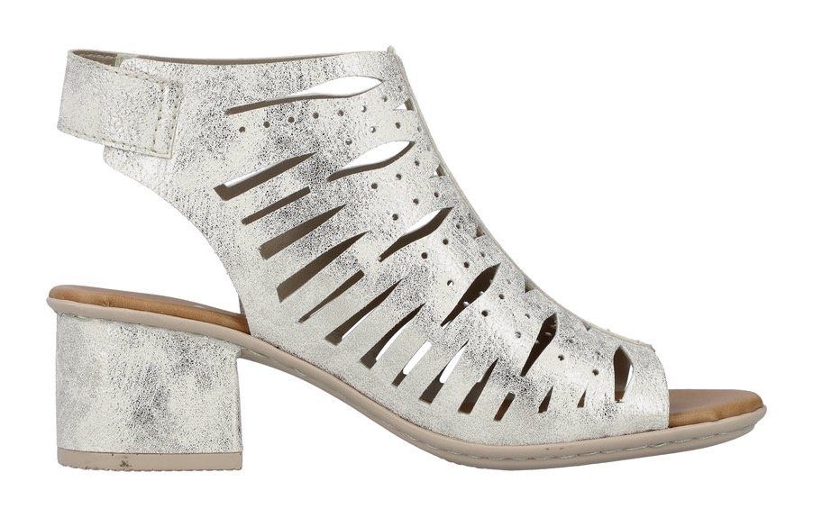 Rieker Sandalette, Sommerschuh, Sandale, Blockabsatz, im Metallic-Look