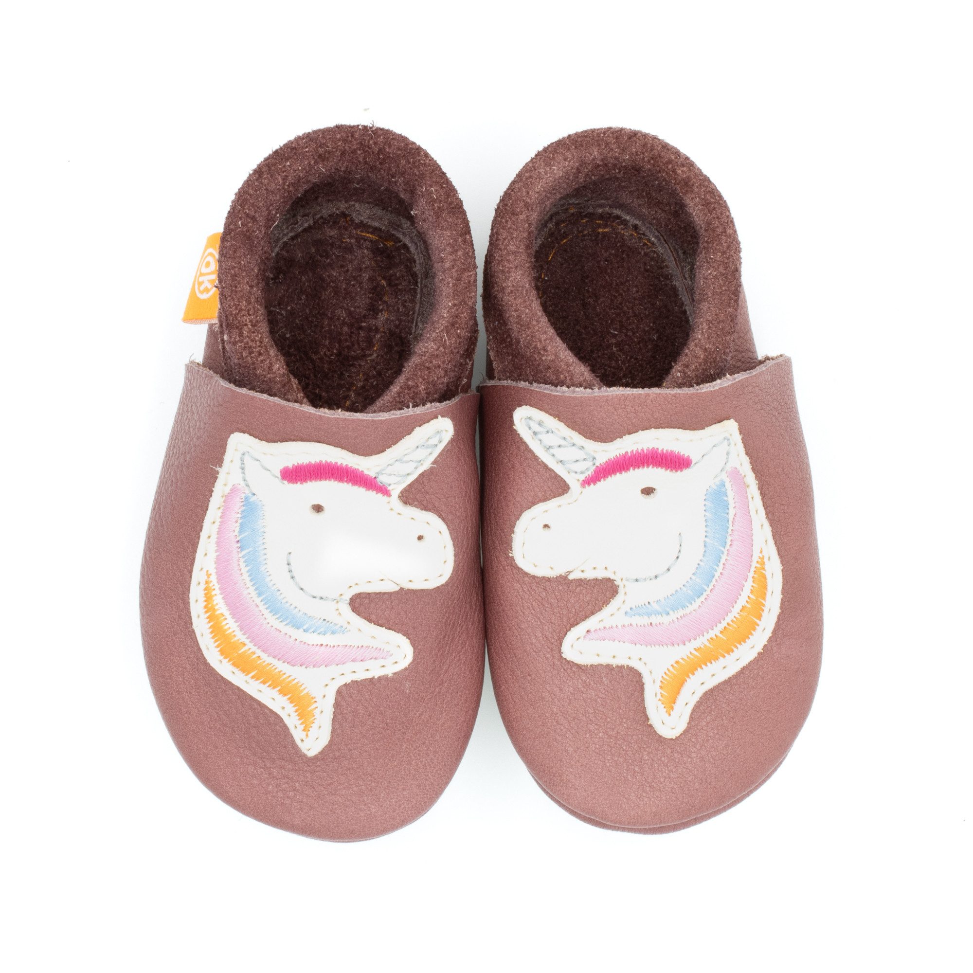 Orangenkinder® Hausschuhe Kindergarten Stella das Einhorn Hausschuh pflanzlich gegerbtes Leder, Made in Germany, Kindergartenschuh