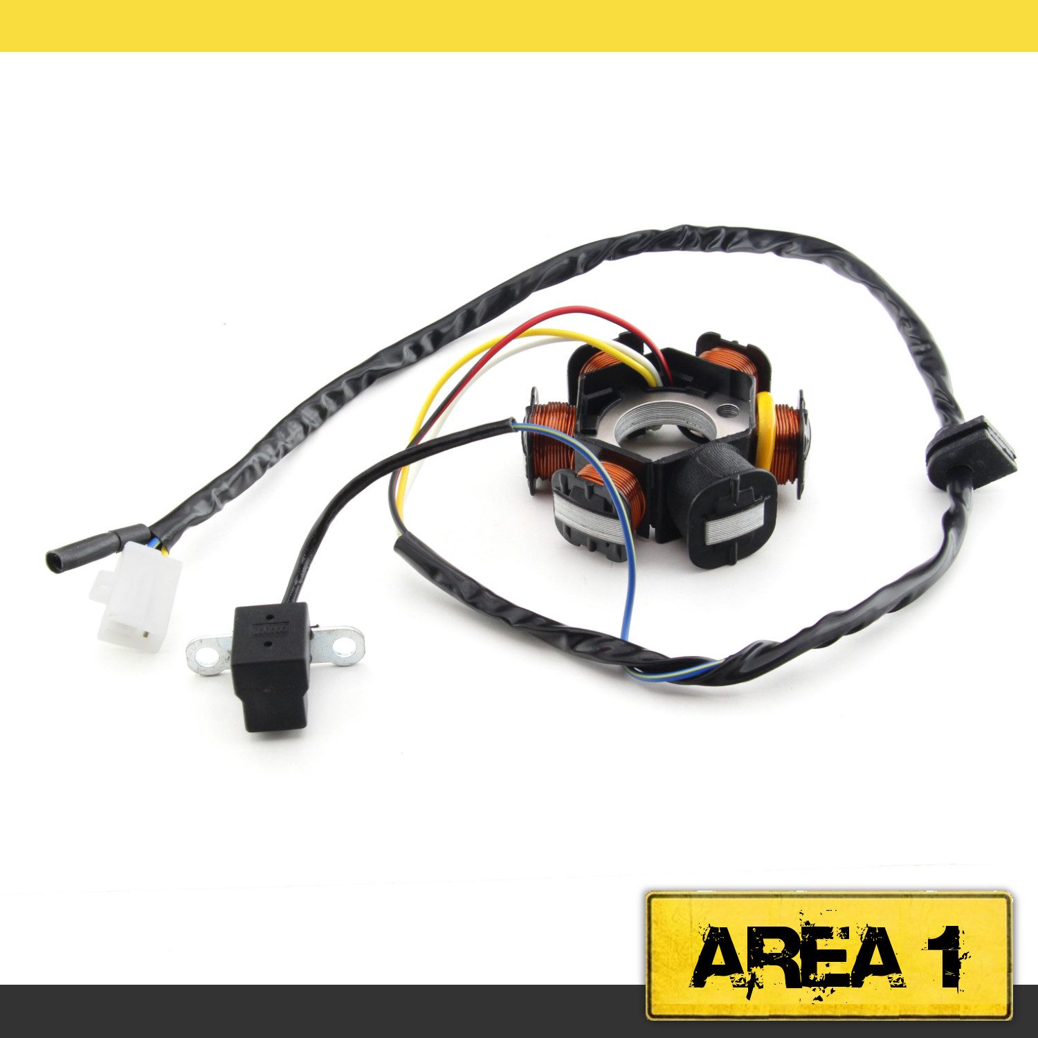 Area1 Lichtmaschinenregler Ersatz Lichtmaschine Stator für 50ccm liegende Peugeot Motoren, Kompatibel mit Speedfight 3 + 4 Jet Force C-Tech, New Vivacity