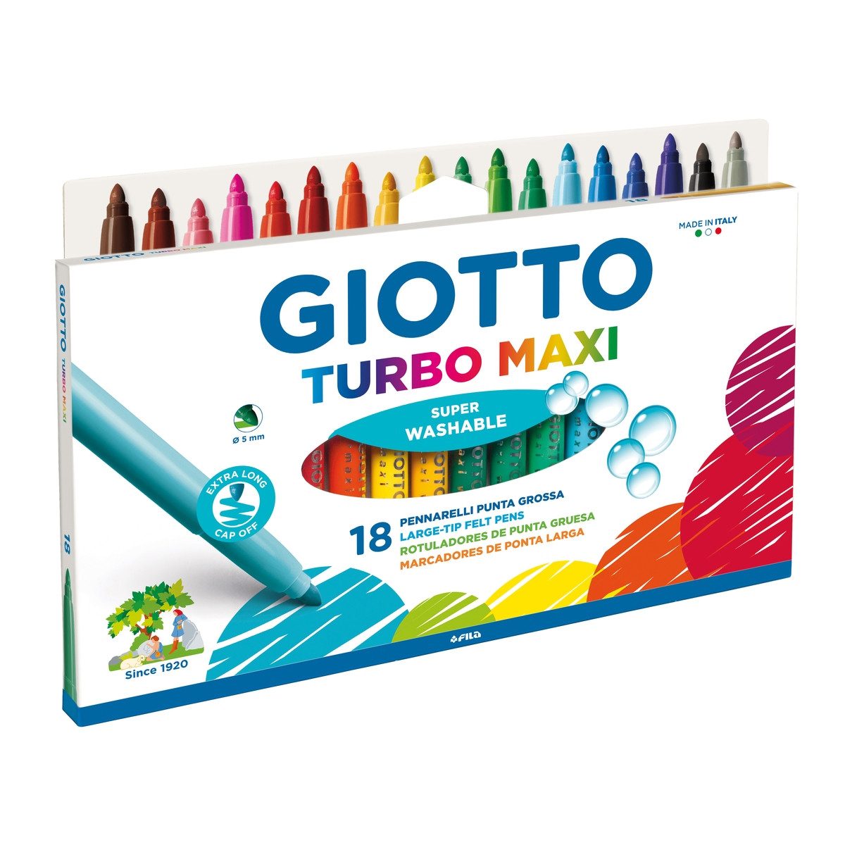 LYRA Filzstift GIOTTO Filzstifte Turbo Maxi 5mm 18 Stück Kartonetui