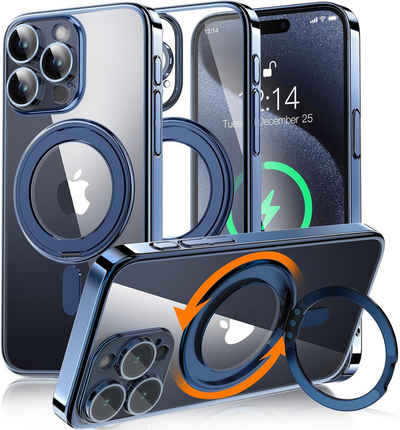 Vivitar Handyhülle iPhone 15 Pro Hülle mit MagSafe und Integriertem 9H Kameraschutz 15,5 cm (6,1 Zoll), 360° Magnet Ringständer, MagSafe kompatibel, Transparent und Dünn