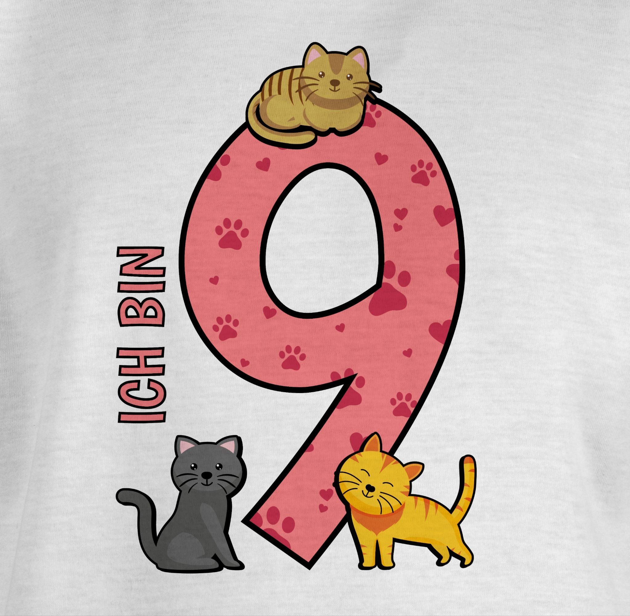 Shirtracer T-Shirt Katzen Neunter 9. Geburtstag