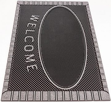 Fußmatte SC Clean Welcome, Home2Fashion, rechteckig, Höhe: 8 mm, Schmutzfangmatte, mit Spruch, robust, In- und Outdoor geeignet
