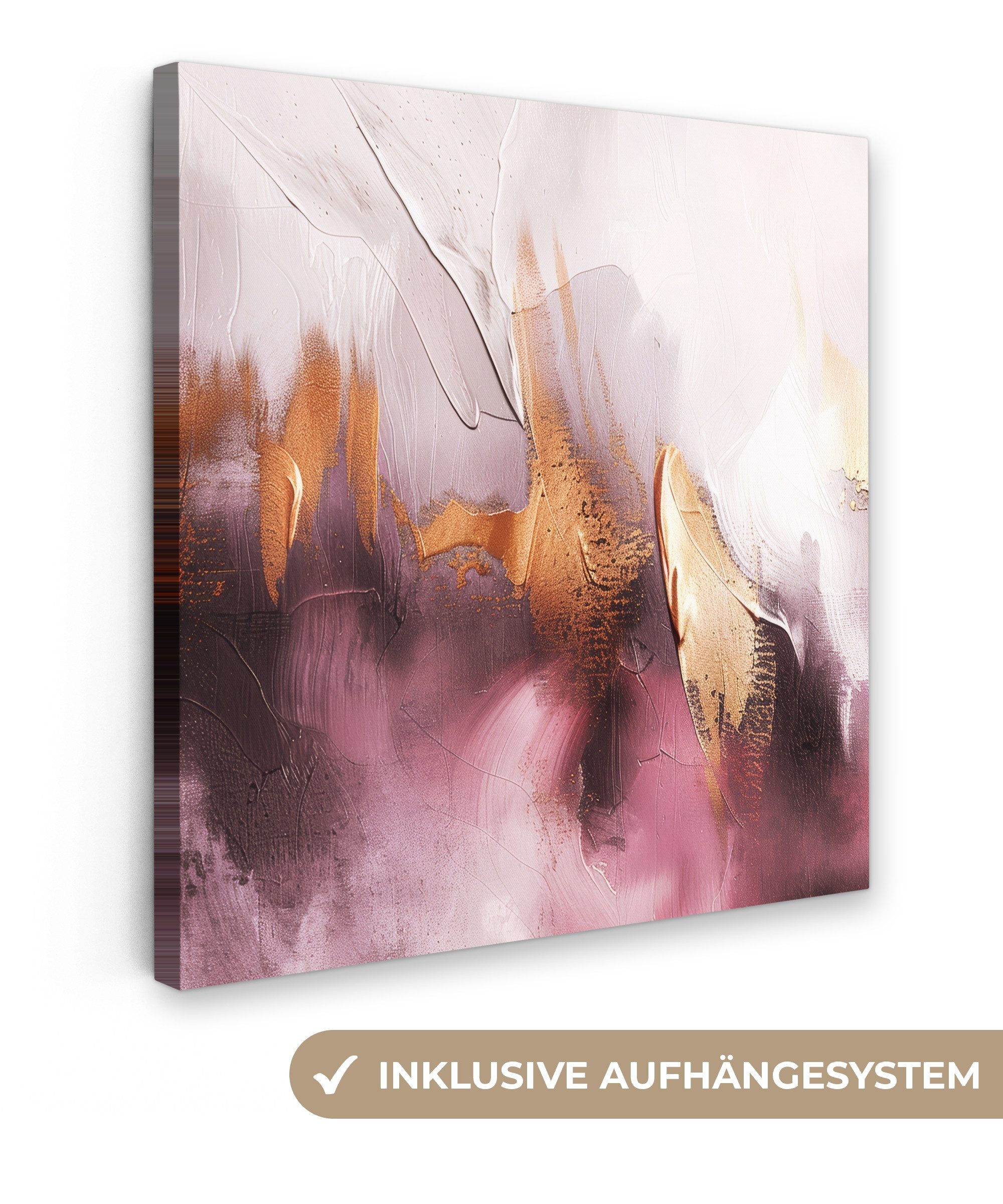 OneMillionCanvasses® Leinwandbild Lila - Abstrakt - Farbe - Gold, Fotodruck (1 St), Wandbild, Deko Schlafzimmer Wohnzimmer Flur 20x20 cm