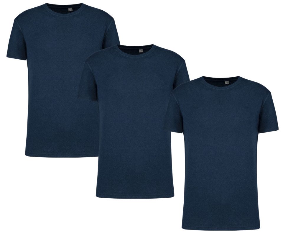 T-Shirt 3er Pack Herren Damen Basic Kurzarm Rundhals Navy