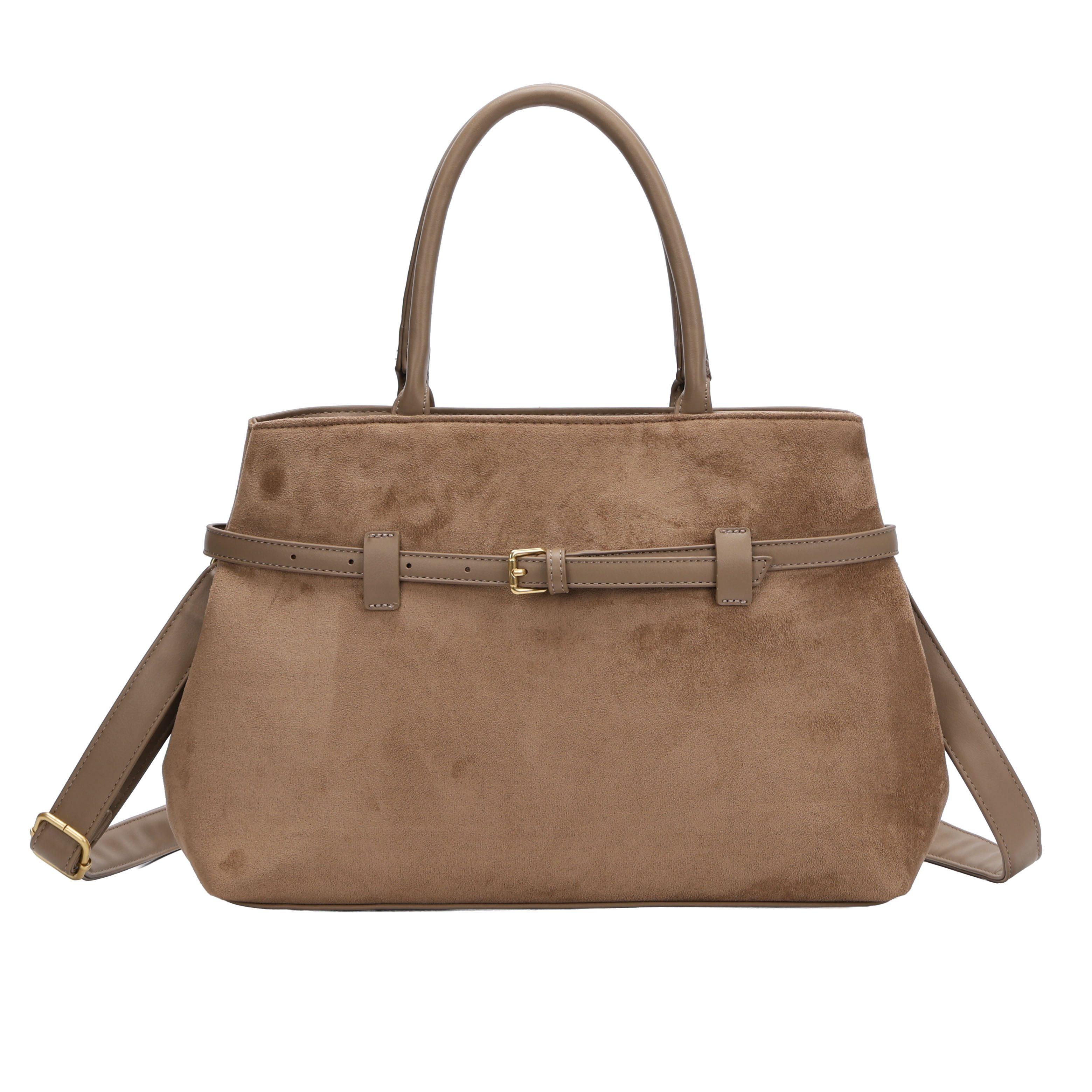 Shopper Damen Handtasche Wildleder-Optik, chultertasche mit Tragegriffen