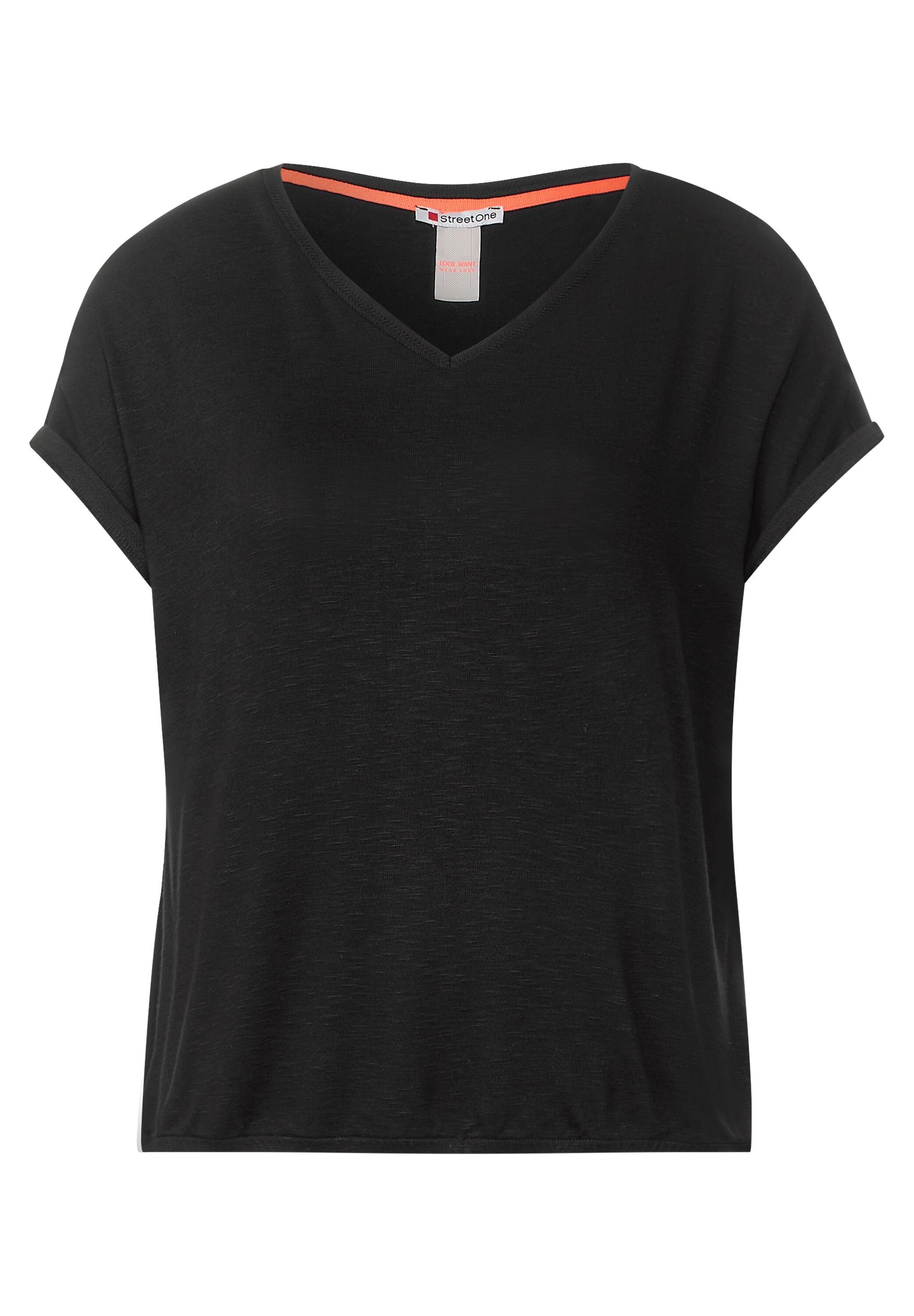 in T-Shirt ONE STREET Black Unifarbe