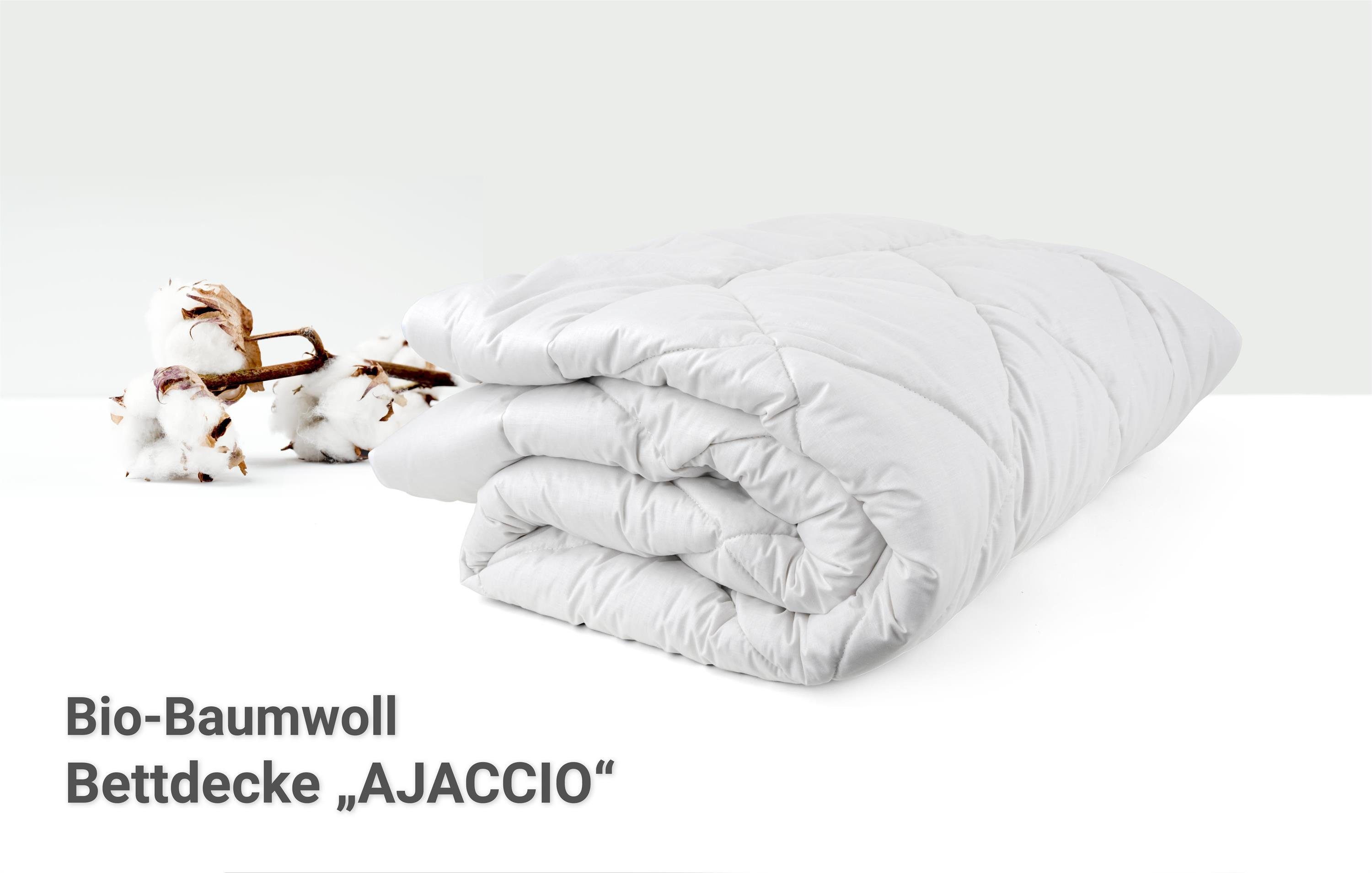 Aspero Baumwollbettdecke Bio-Baumwoll-Bettdecke AJACCIO, Füllung: Bio-Baumwolle/Hohlfaser, Bezug: Baumwolle, Einziehdecke aus 100 % natürlichen Materialien