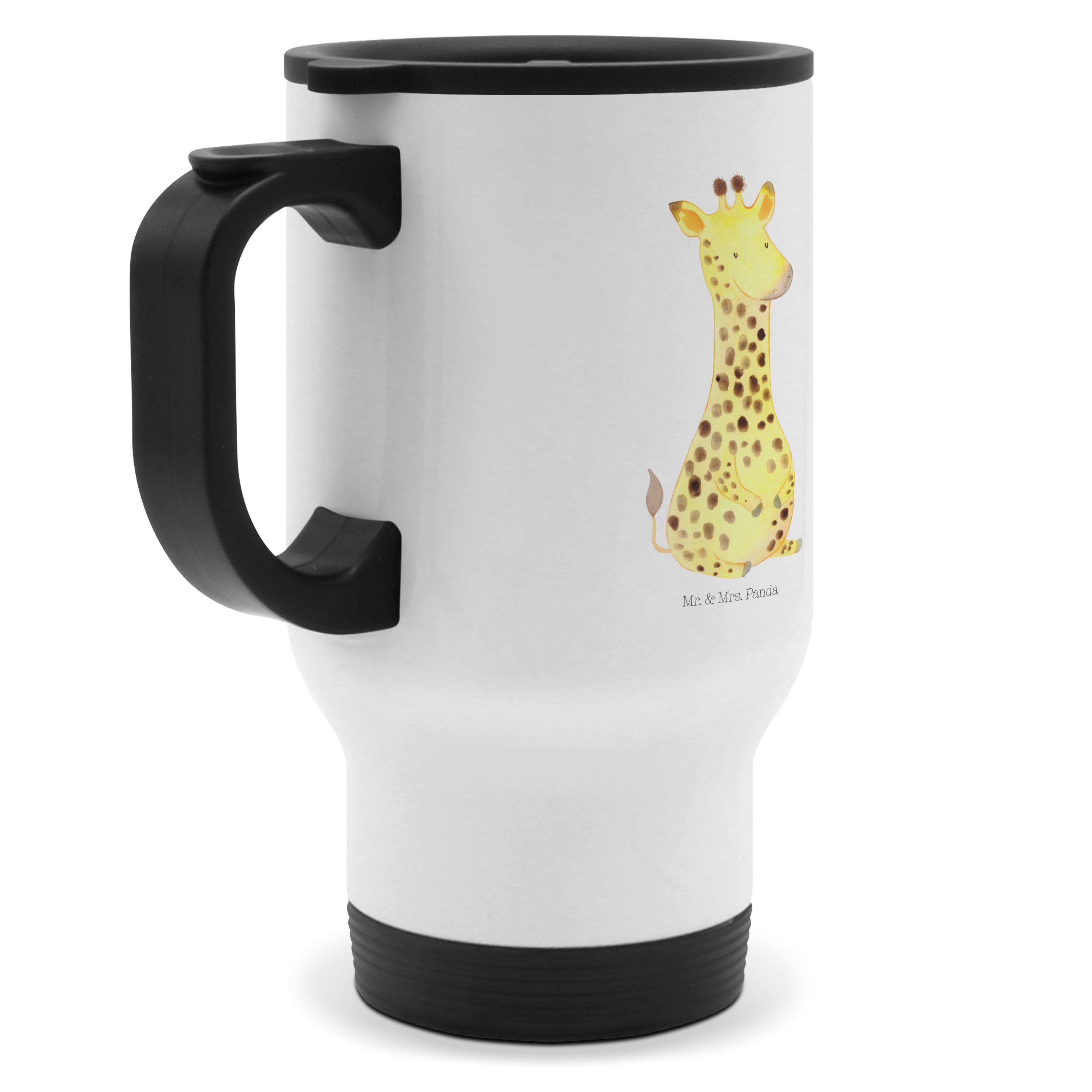 Weiß - - Zufrieden Mr. Edelstahl Kaffeeb, Geschenk, Thermobecher Thermobecher Giraffe Mrs. & Panda für ml, 400