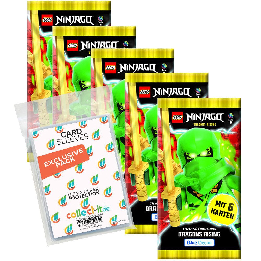 Blue Ocean Sammelkarte LEGO Ninjago Serie 9 Trading Cards 5 Booster + Collect-it Hüllen