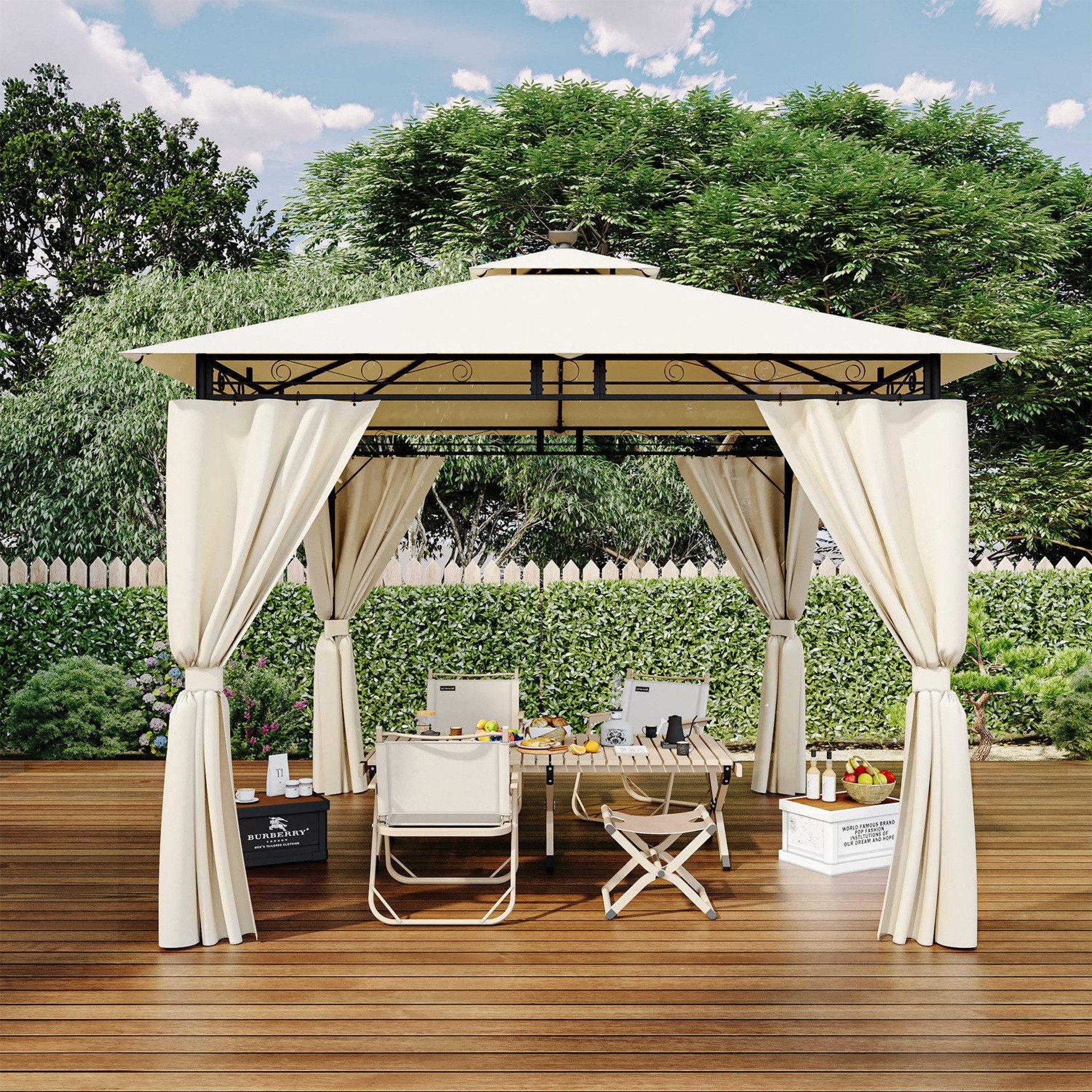 HOMALL Pavillon wetterfestes Gartenpartyzelt mit 4 günstig online kaufen