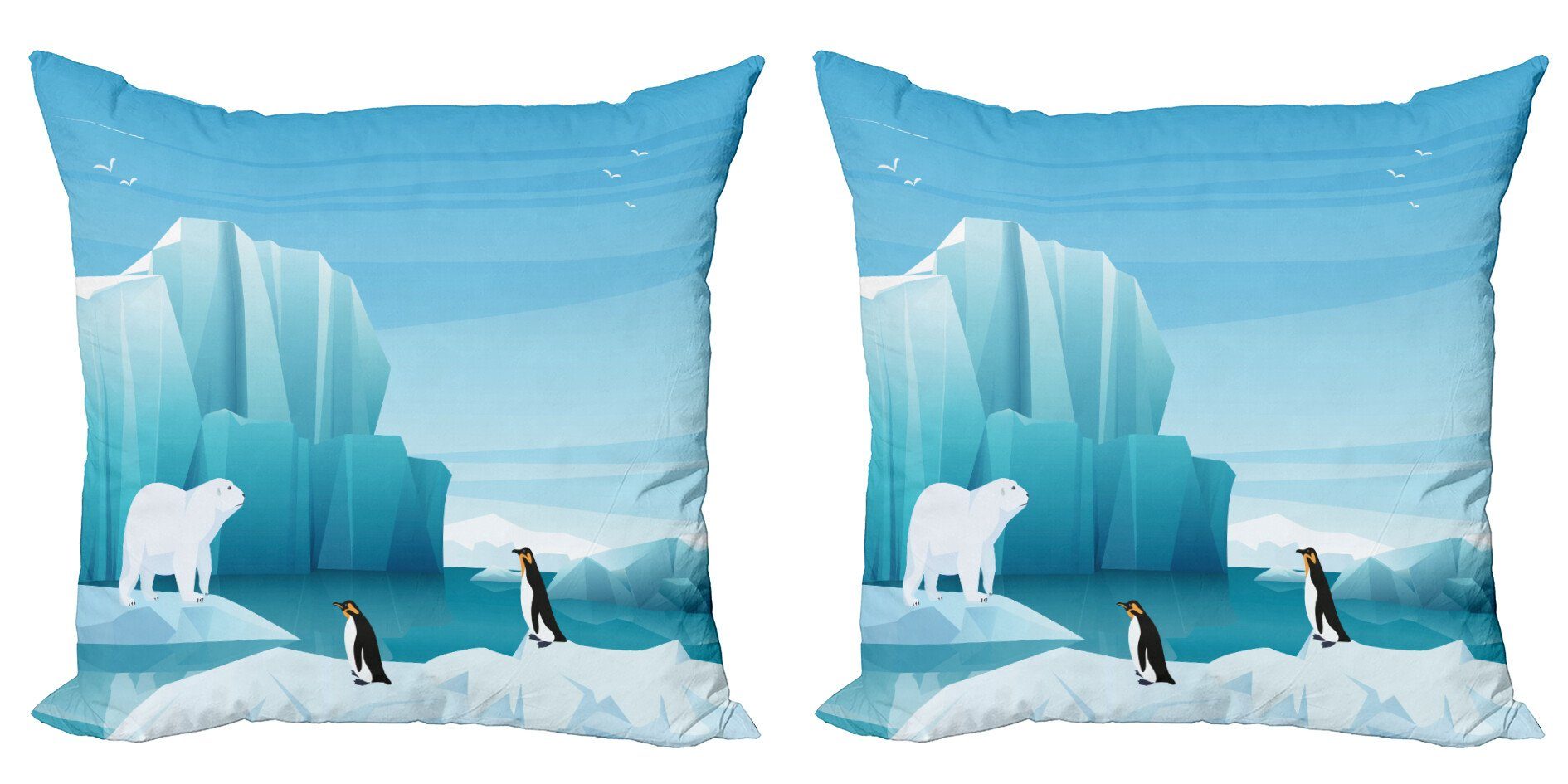 Kissenbezüge Modern Accent Doppelseitiger Digitaldruck, Abakuhaus (2 Stück), Nordpol Cartoon Arktis