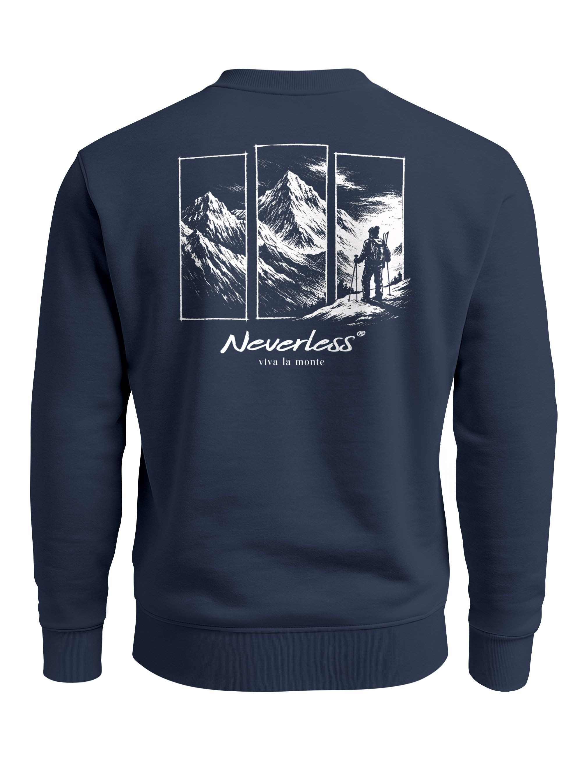 Neverless Sweatshirt Sweatshirt Herren Pullover Outdoor Berge Backprint Nat günstig online kaufen