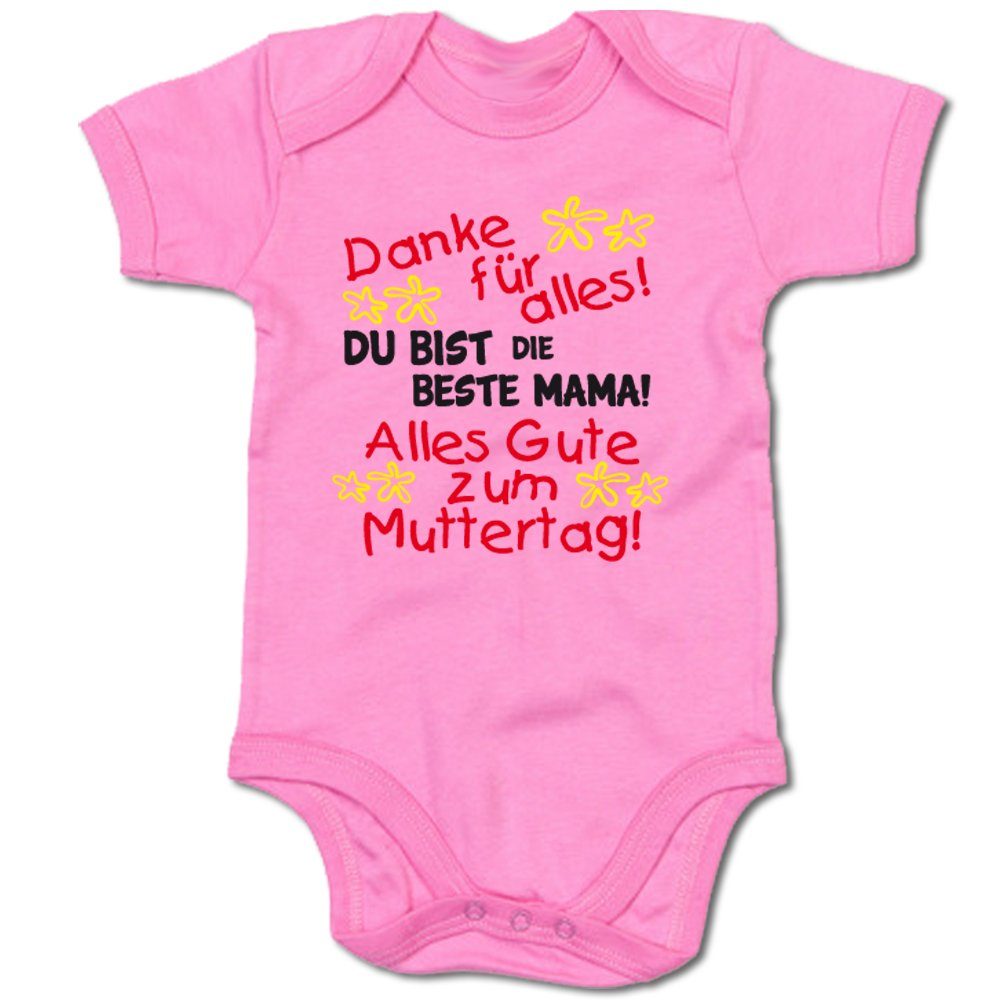 G-graphics Kurzarmbody Danke für alles! Du bist die beste Mama! Alles Gute zum Muttertag! Baby Body mit Spruch / Motiv / Aufdruck • zum Muttertag