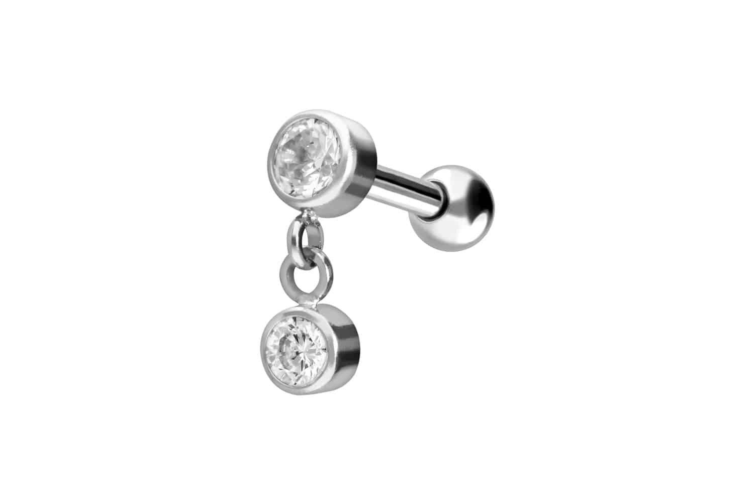 Piercing-Set Titan Ohrpiercing 2 KRISTALLE