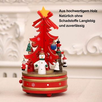 Vaxiuja Spieluhr Weihnachten Holzspieluhr Schneemann-Ornament-Sternbogendekoration