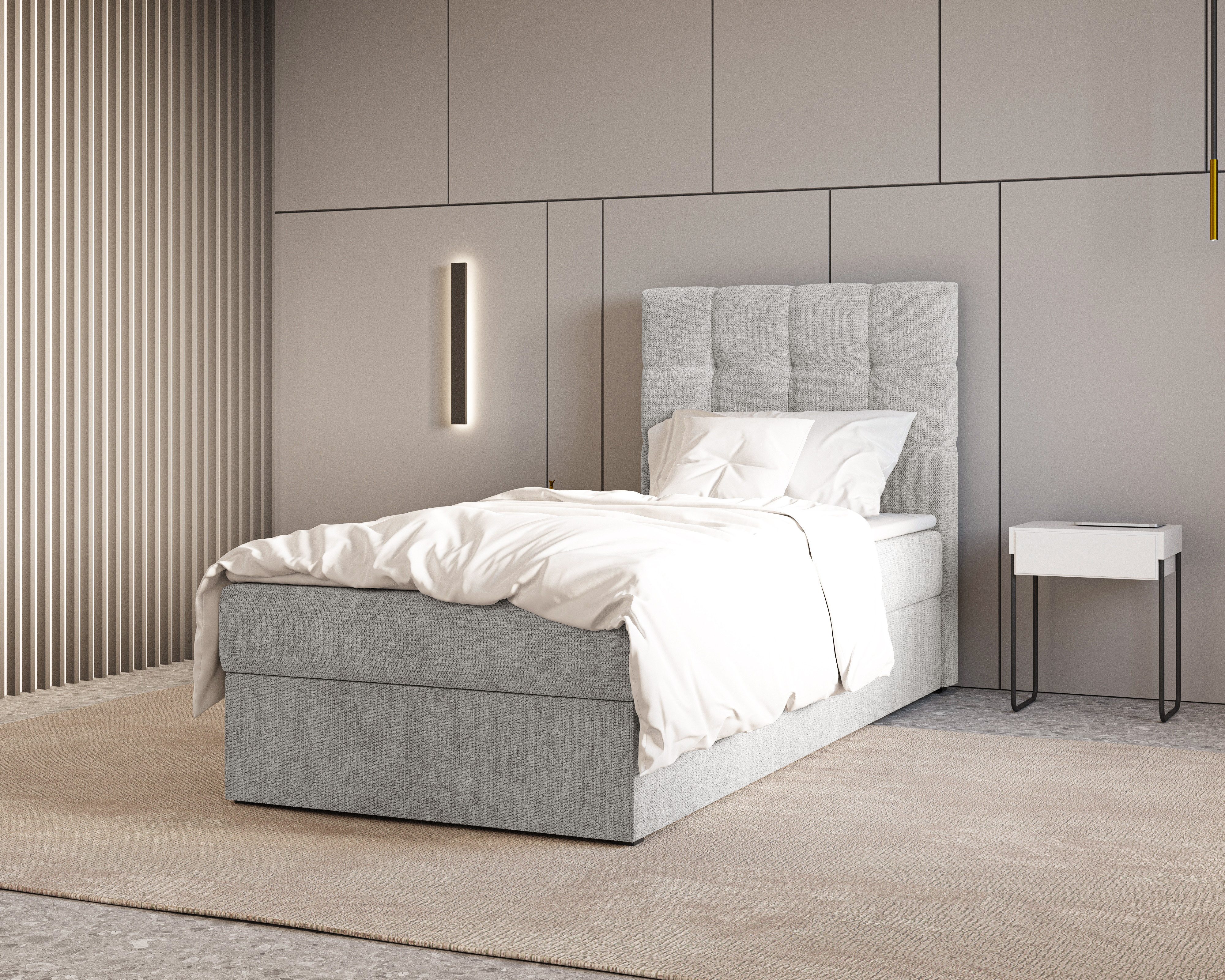 ROYAL24_MARKT Boxbett - Bett 05 OSLO - Aragon - mit Bettkasten und Komfort-Topper (Bett-Set, 1-St., Boxbett inkl. Bettkasten und PU-Schaum-Topper), Bettkasten, PU-Topper, Federmechanismus