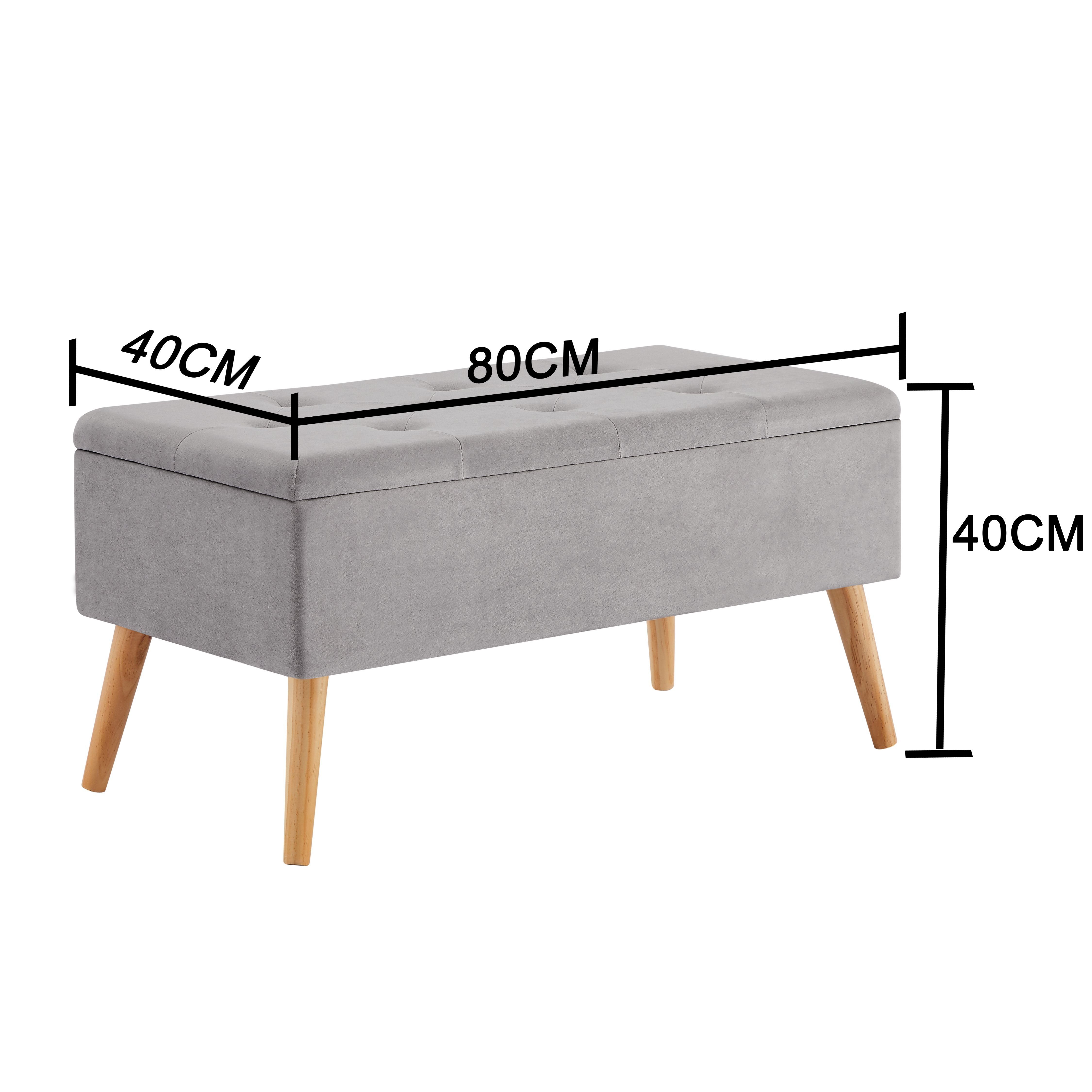 Zedelmaier Sitztruhe Sitztruhe Sitzhocker Fußhocker 39,5 /Max. Tragfähigkeit mit Stauraum x (ZD8040), Grau x 300kg 40 79,5 43L grey LeinenDeckel cm Holzfüßen und