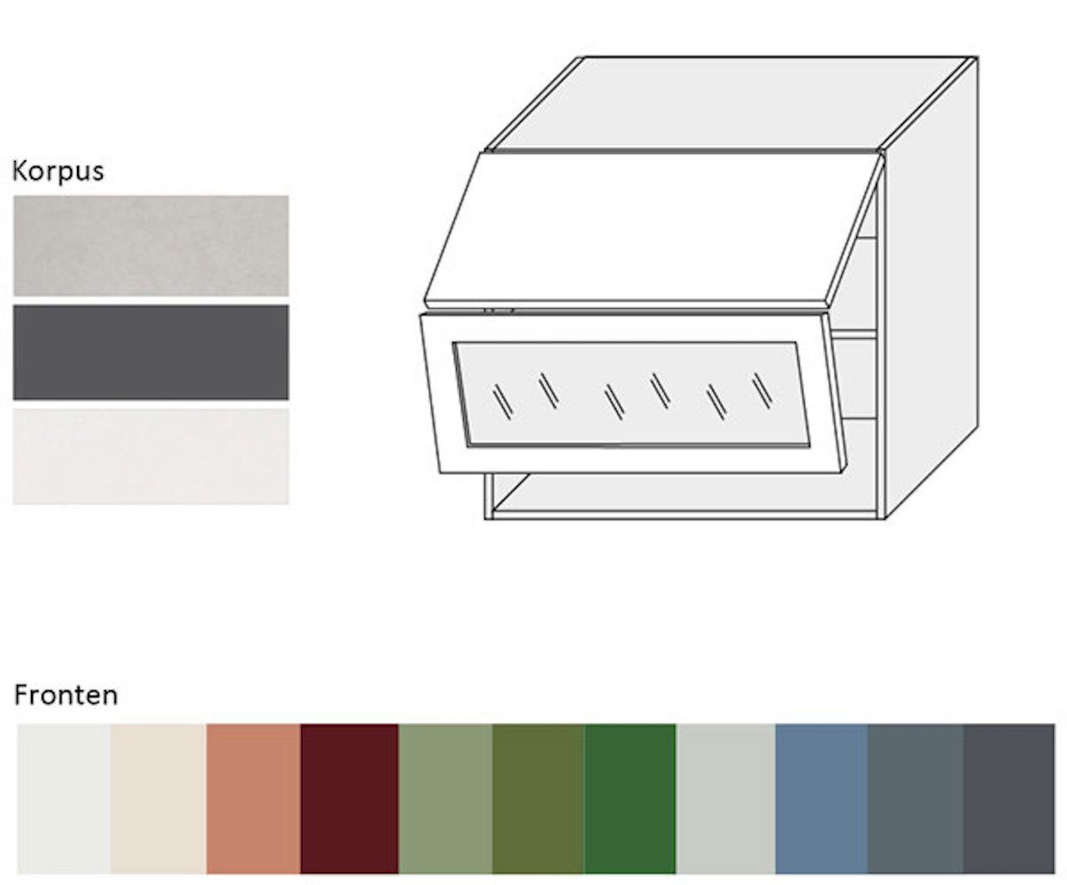 (Florence) Faltlifthängeschrank Hochfaltklapptür wählbar Feldmann-Wohnen RAL Front- Korpusfarbe 9001 cremeweiß 2-teilige Florence grifflos Hochglanz & 80cm