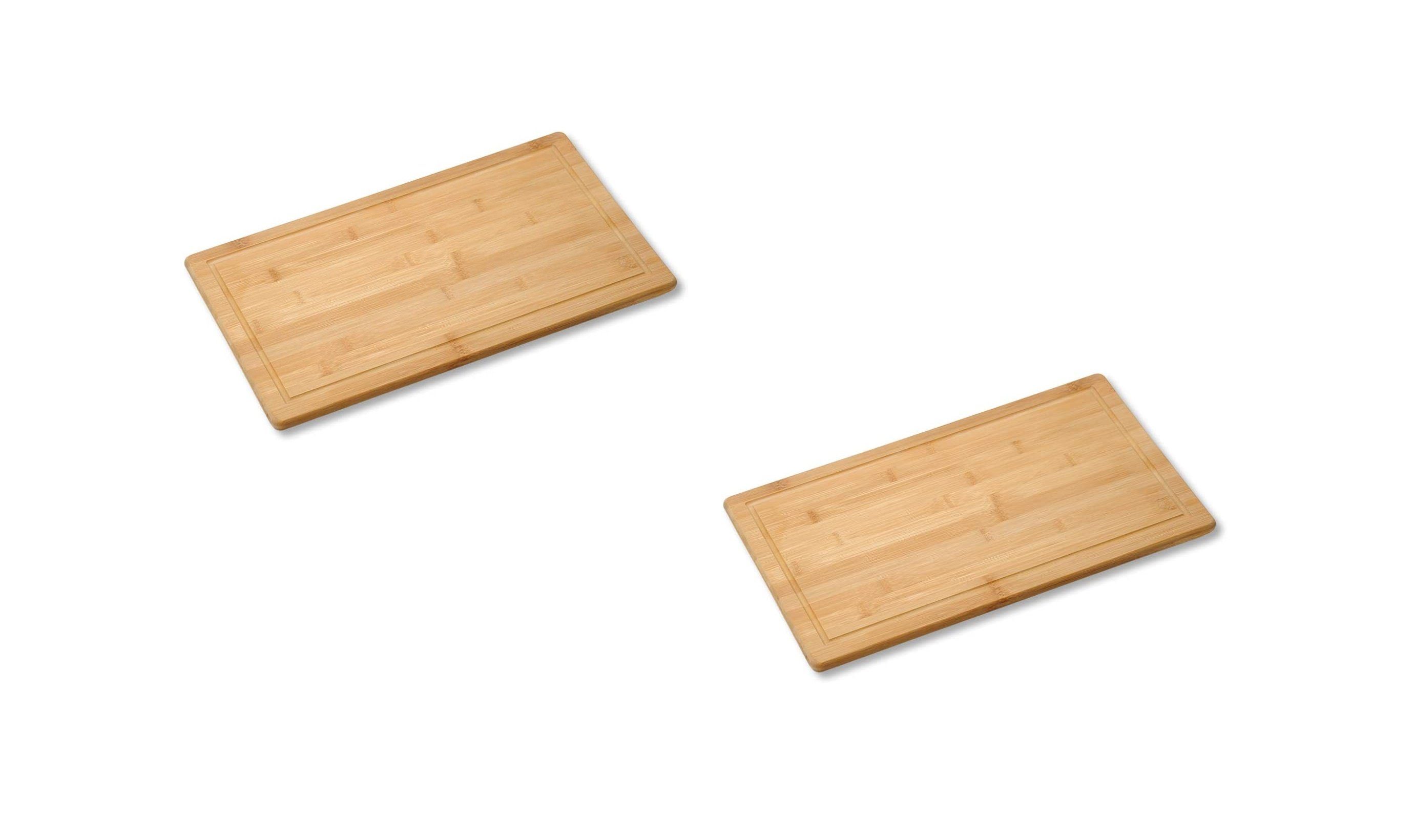 Neustanlo Schneide- und Abdeckplatte 2 Stück Schneide- und Abdeckplatte Bambusholz Holz 50x28x4 cm braun