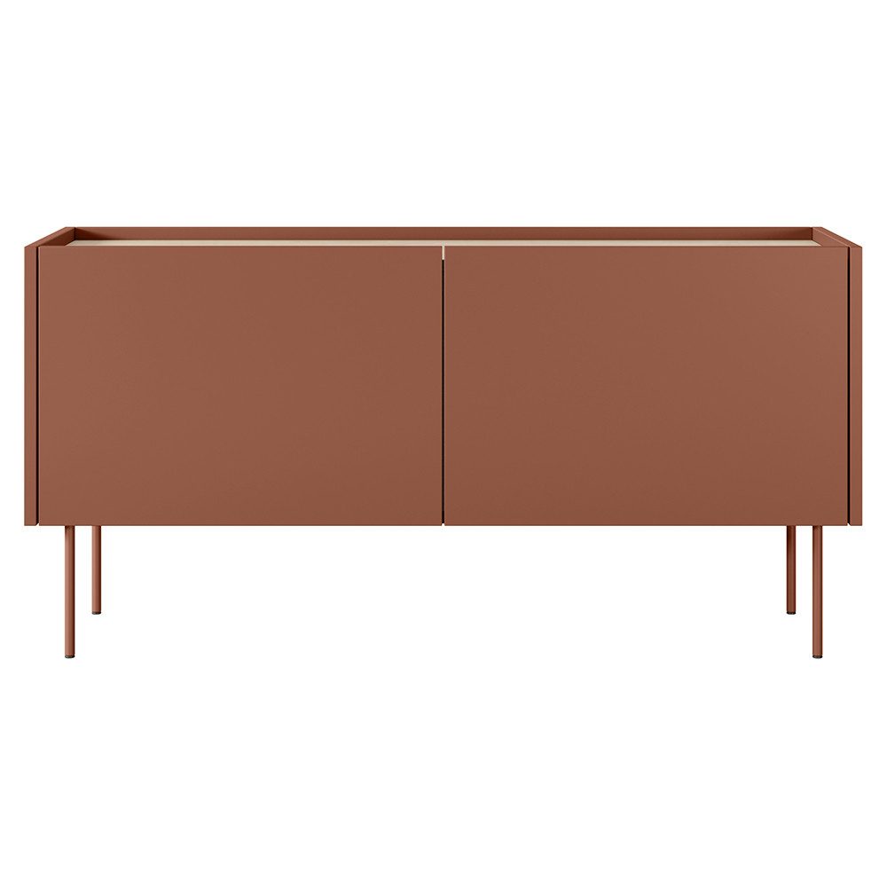 Lomadox Lowboard DELFT-141, in rot und Eiche, 120 cm breit, grifflos