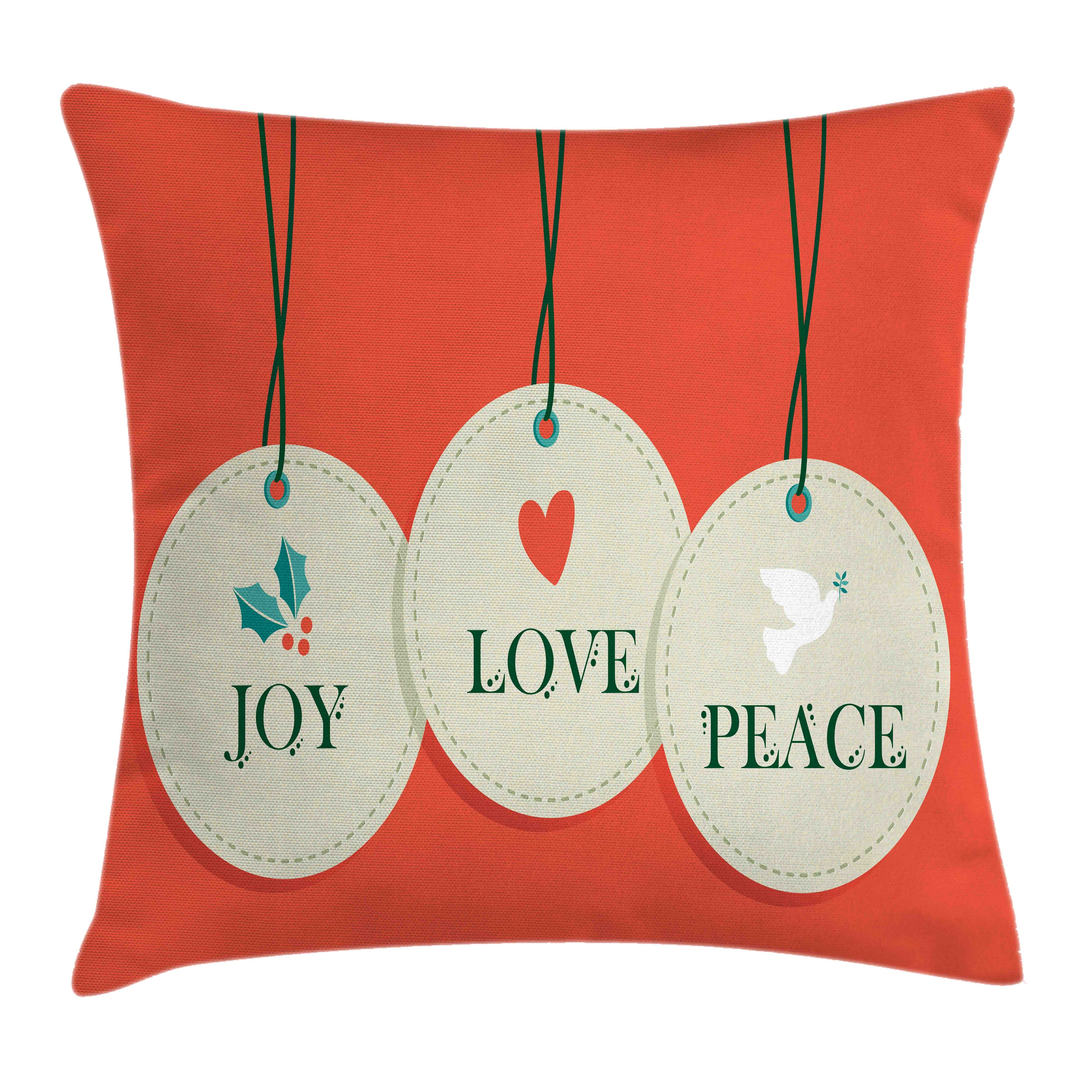 Kissenbezüge Reißverschluss Kissenhülle mit Farbfesten Farben Beidseitiger Druck, Abakuhaus (1 Stück), Weihnachten Joy Liebe und Frieden