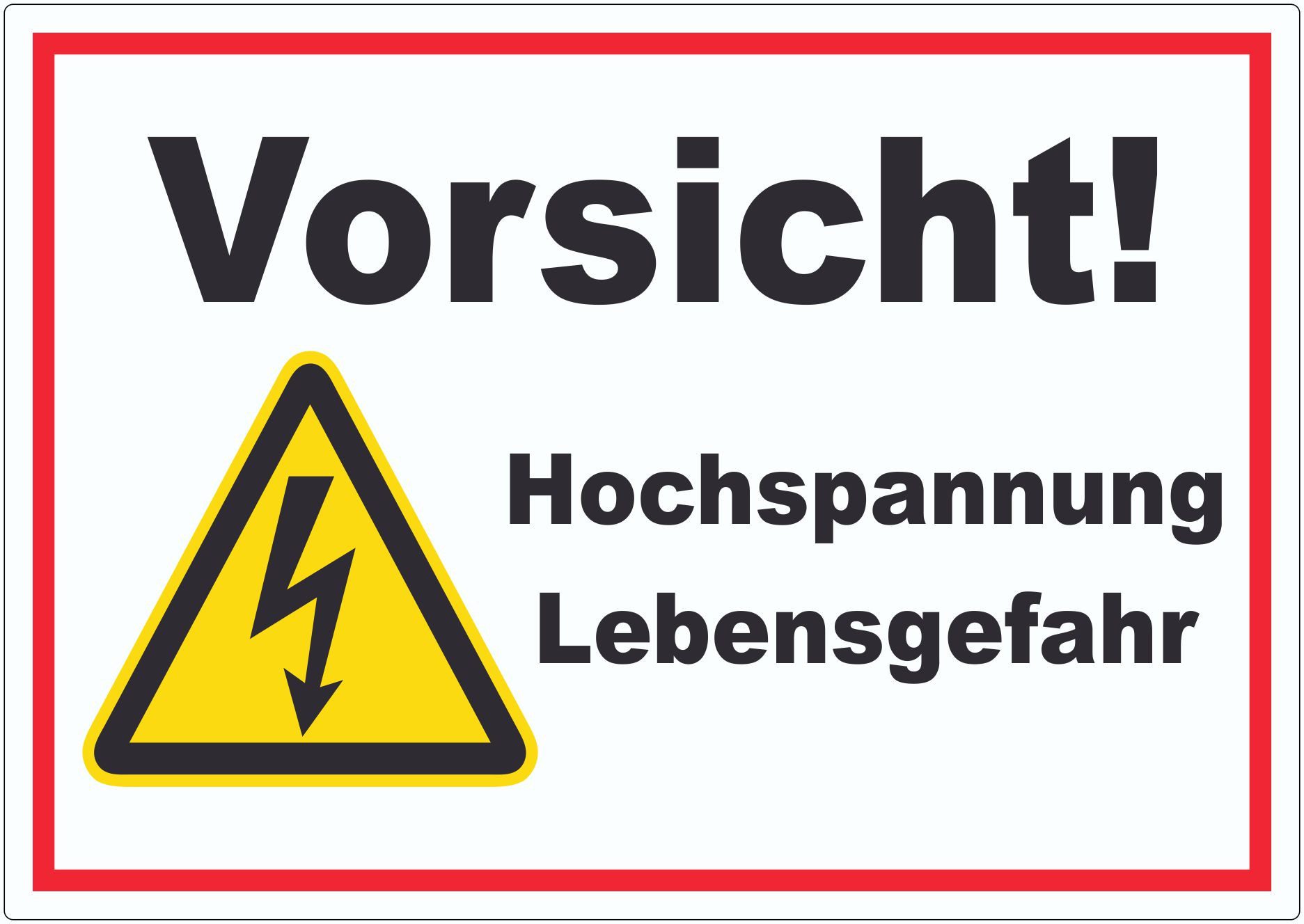 HB-Druck Aufkleber Vorsicht Hochspannung Lebensgefahr Aufkleber, wetterfest, UV-beständig, kratzfest