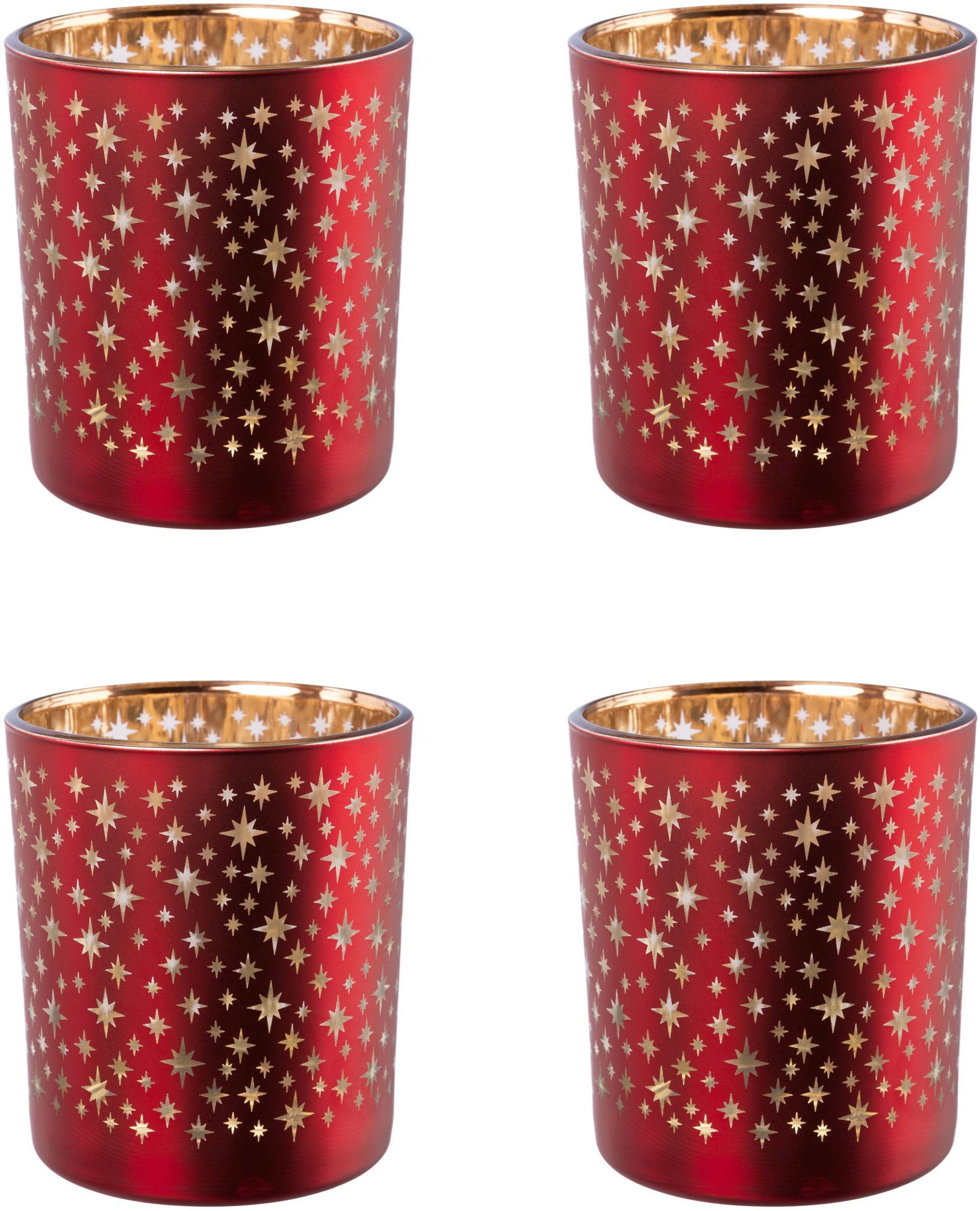 deco Weihnachtszeit die mit Weihnachtsdeko Lichterdeko goldfarbener Teelichthalter Innenseite, Creativ (4 St), für