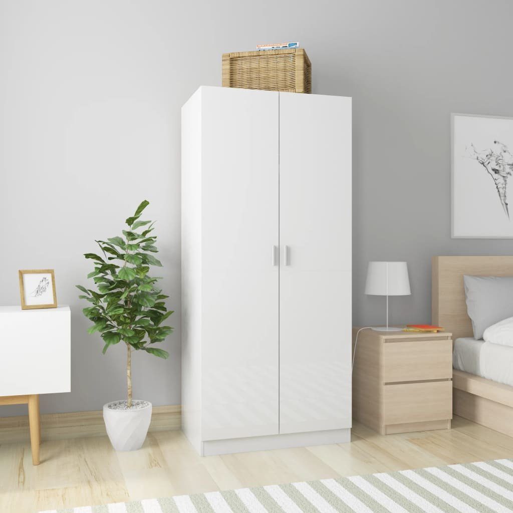 furnicato Kleiderschrank Hochglanz-Weiß 80x52x180 cm Holzwerkstoff günstig online kaufen