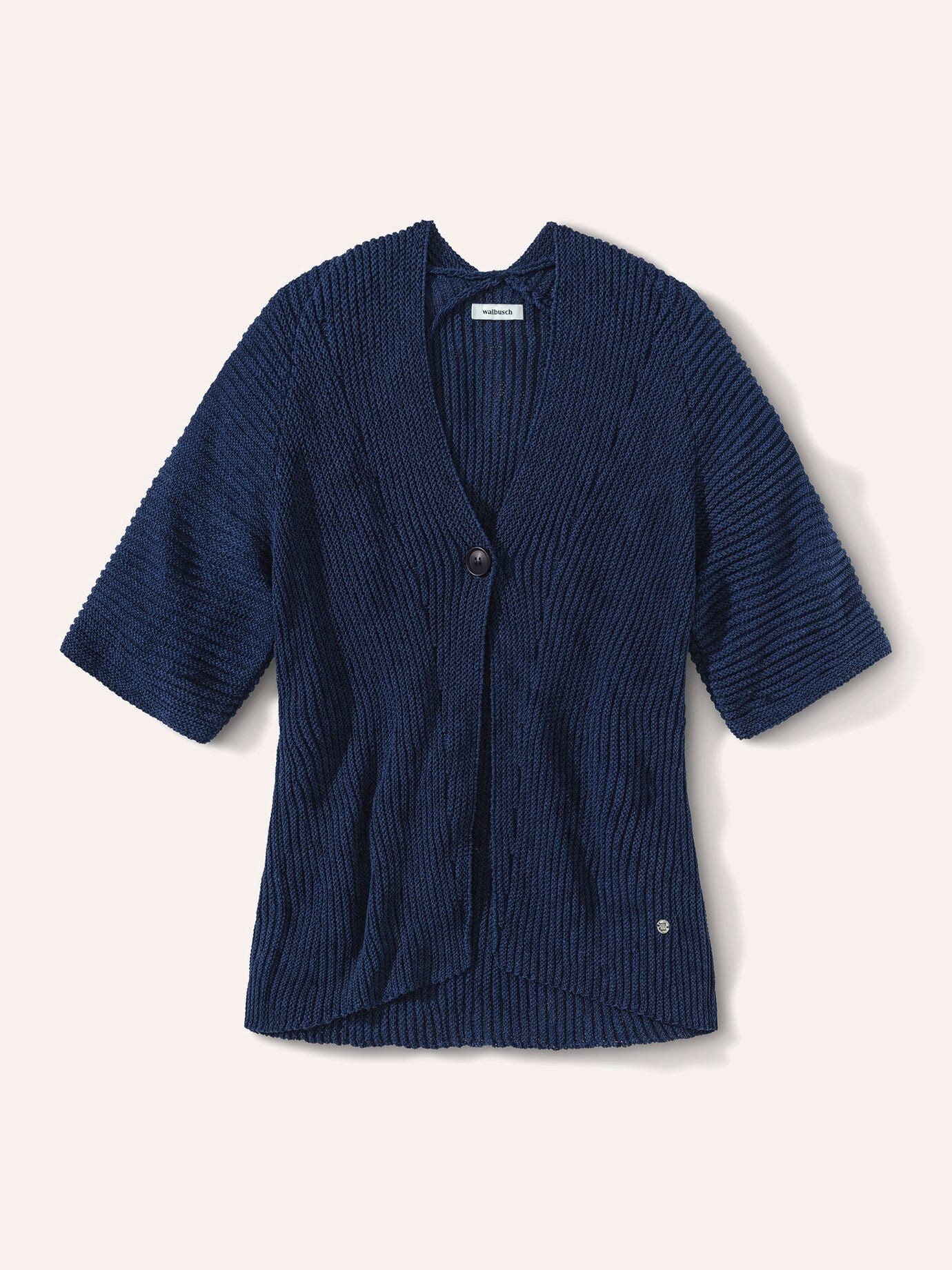 Walbusch Strickweste Damen Strickweste aus Bändchengarn V-Ausschnitt Regular pflegeleicht Atmungsaktiver Baumwollmix, Rippenstruktur, modischer 1‑Knopf