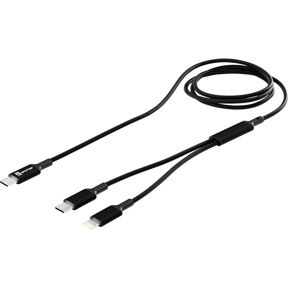 Smrter Smrter USB-C® Y-Kabel USB-C®, Apple Lightning Stecker 120 cm Schwarz USB-Kabel, (120.00 cm)