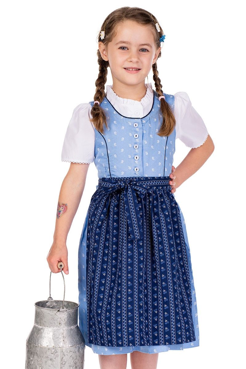 Isar-Trachten Dirndl Kinderdirndl 3tlg. - DAMIRA - blau