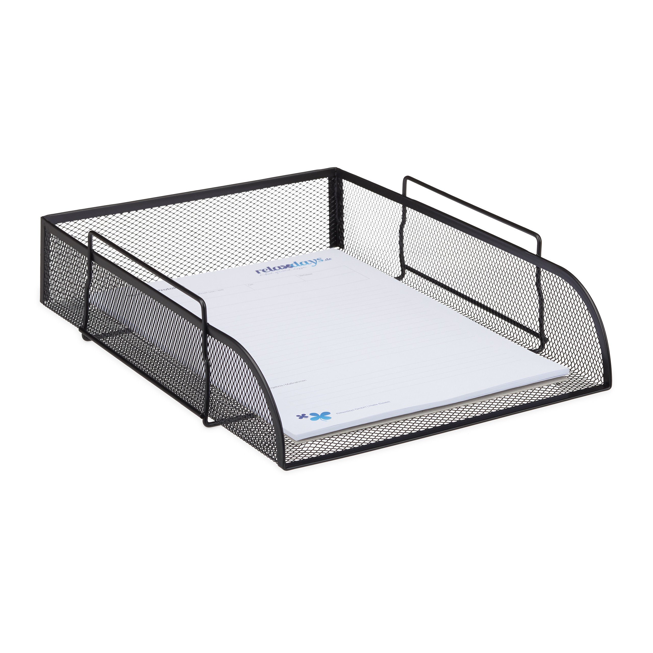 relaxdays Briefablage Dokumentenablage stapelbar (1-St), schwarz