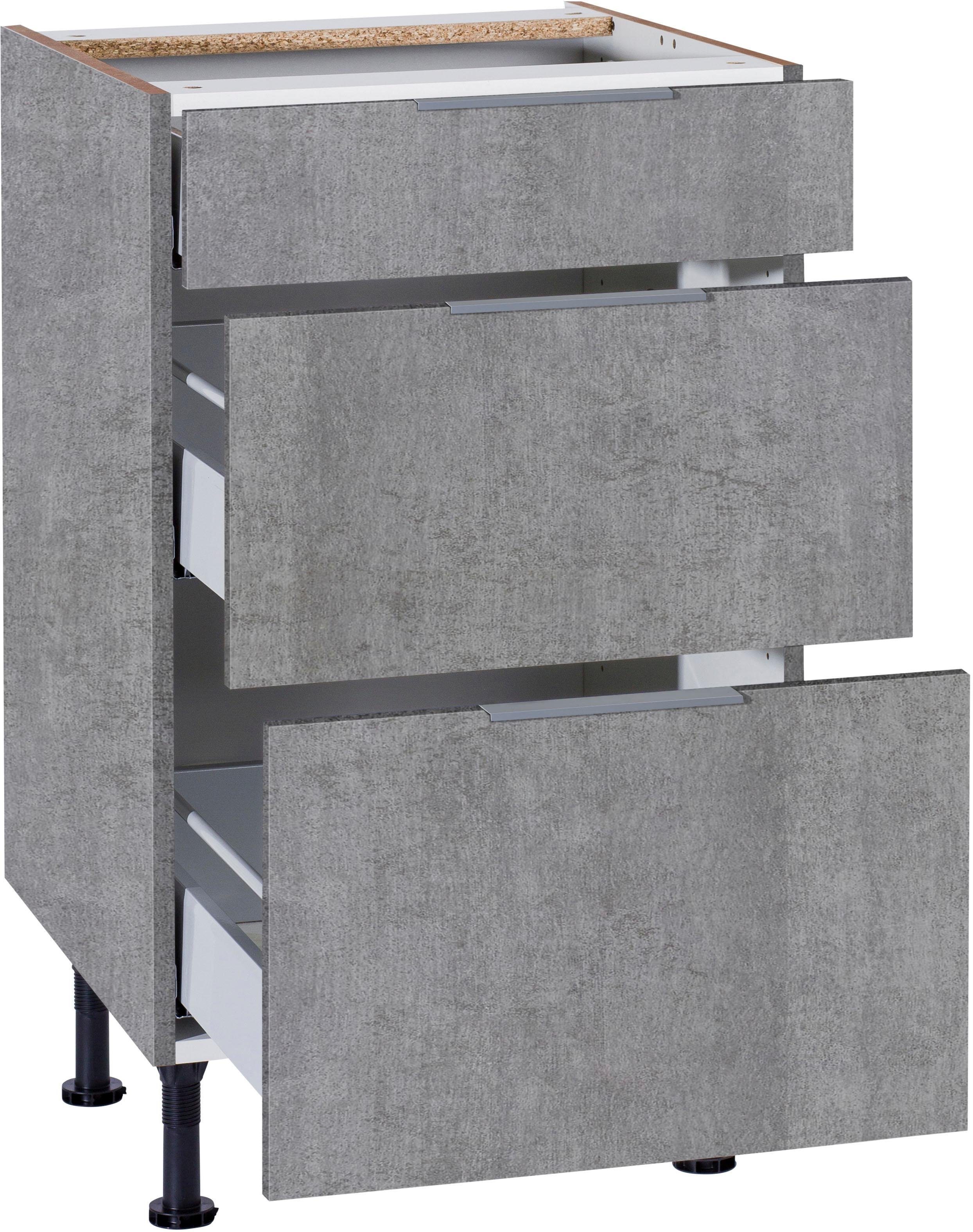 OPTIFIT Unterschrank Tara mit Vollauszug Soft-Close-Funktion, betonfarben Breite betonfarben cm 50 und 