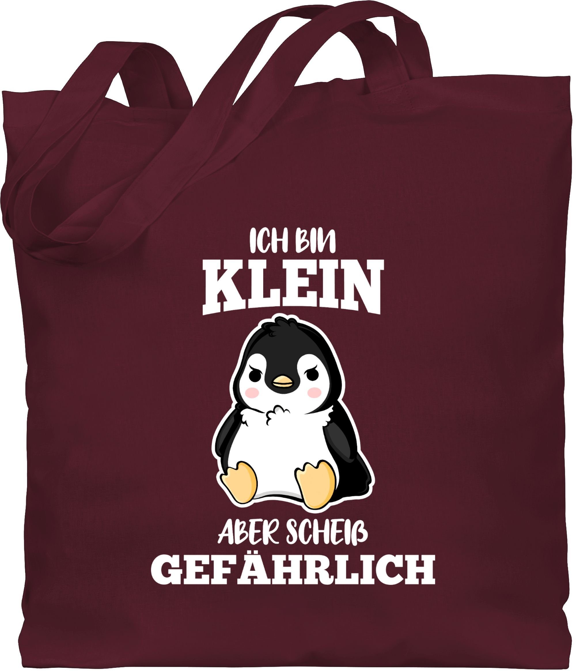 Shirtracer Umhängetasche Ich bin klein aber scheiß gefährlich Pinguin weiß, Sprüche Statement mit Spruch