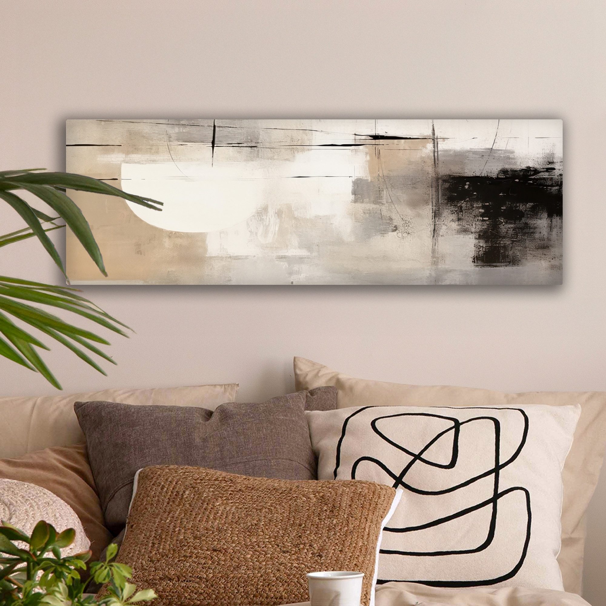 OneMillionCanvasses® Leinwandbild Panorama Abstrakt - Kunst - Grau, Fotodru günstig online kaufen