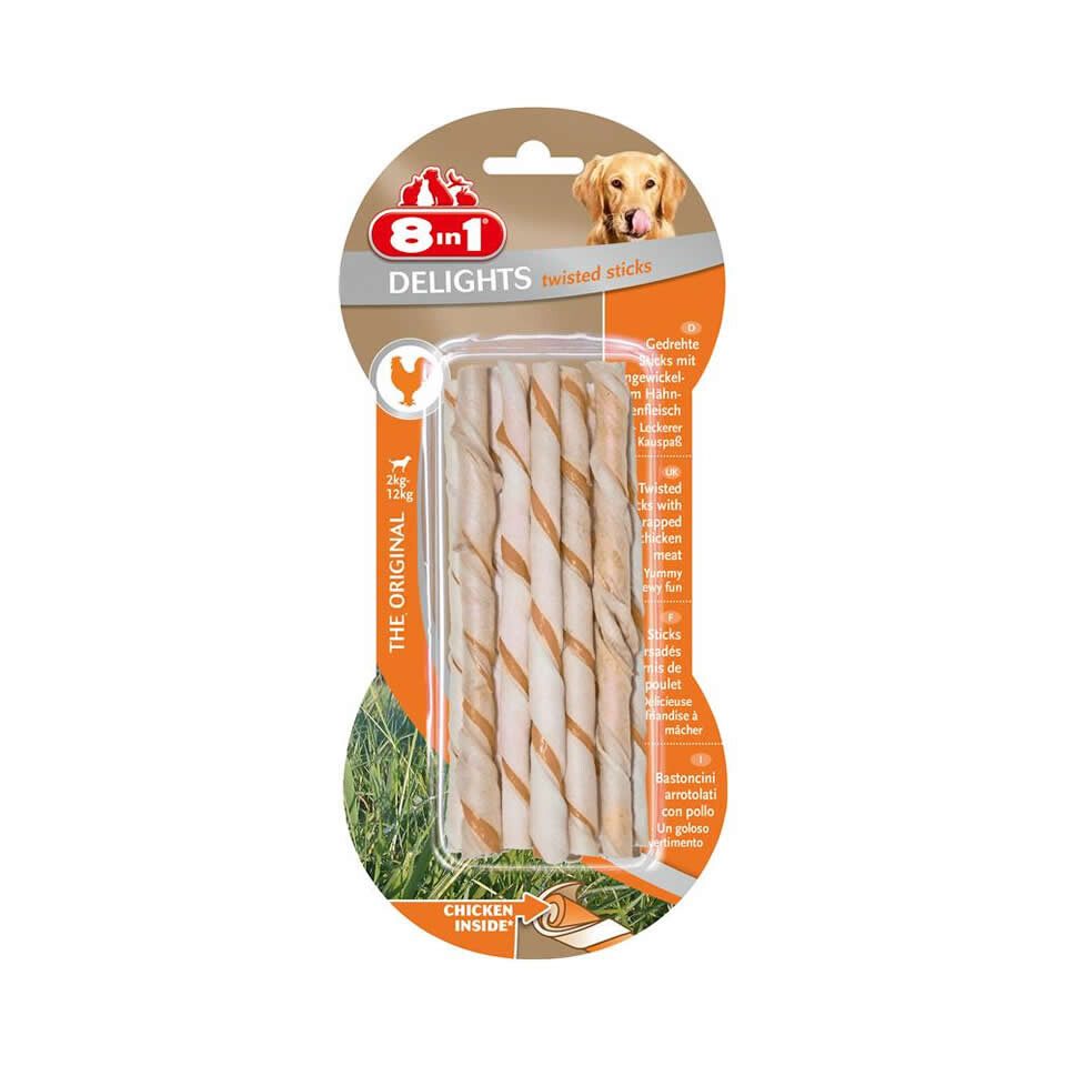 8in1 Delights Twisted Sticks 10 Stück, Snack für: Hund
