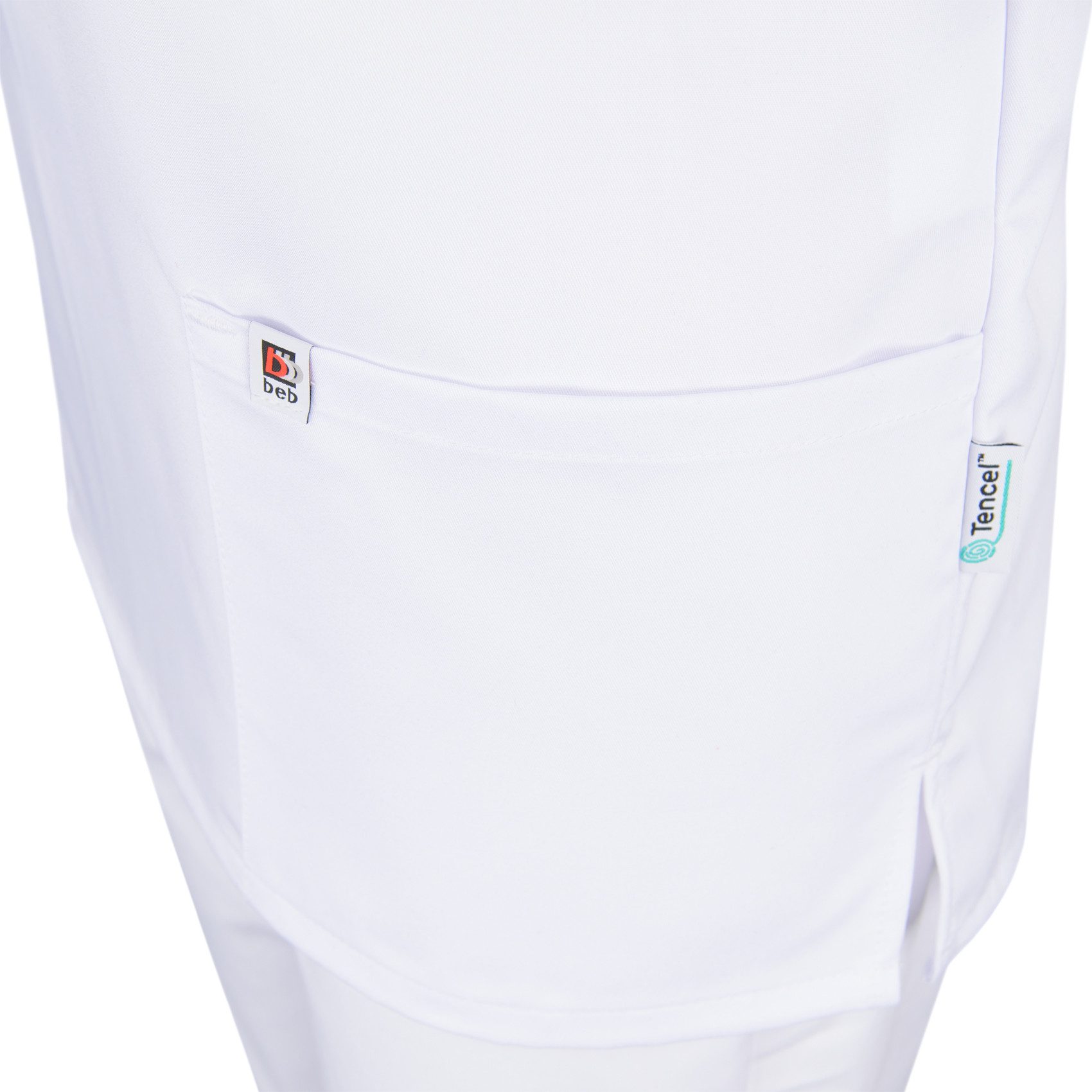 BEB Schlupfbluse beb MEDIZIN/PFLEGE Unisex KASACK Kurz V-Neck TENCEL/Polyester Weiß