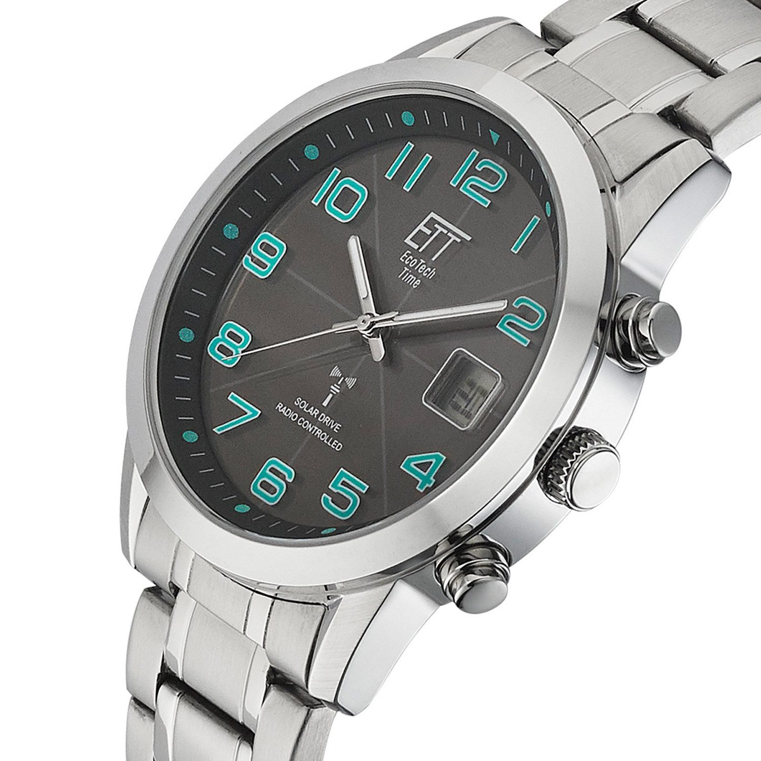 ETT Solaruhr Herrenuhr Basic Stahl/Schwarz