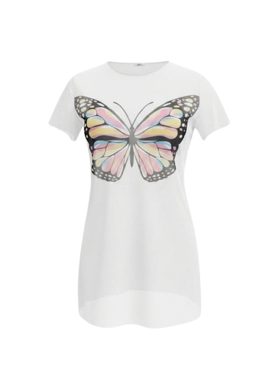 Elegant Love Strandshirt Schmetterlingsdruck Strandkleid – Dehnbares Mesh-C günstig online kaufen