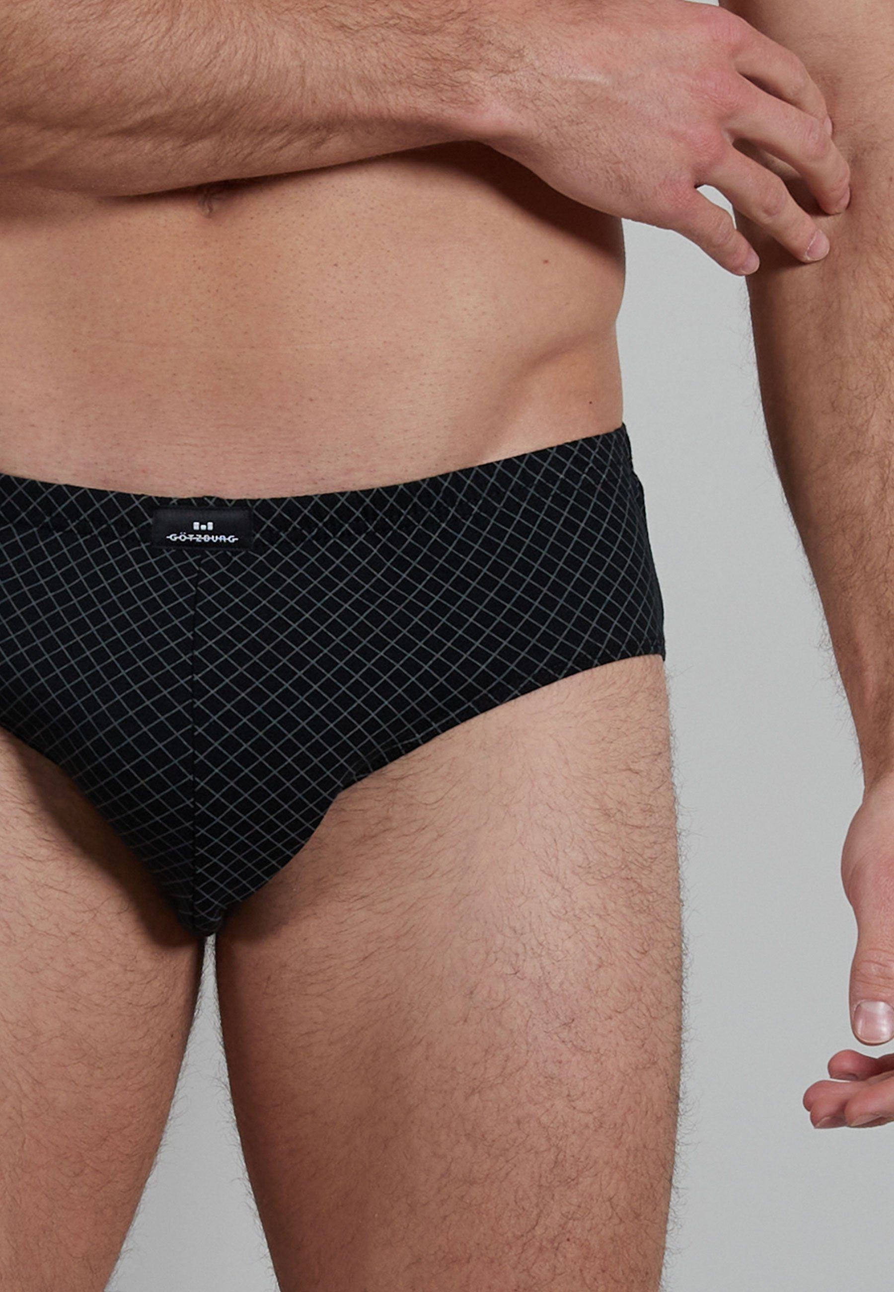 GÖTZBURG Slip GÖTZBURG Herren Slip schwarz bedruckt 2er Pack (2-St)