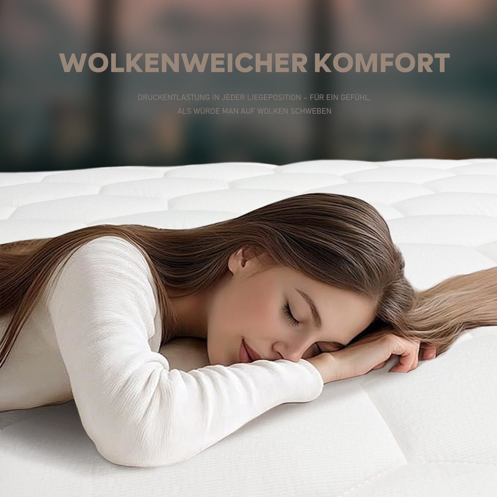 Taschenfederkernmatratze 7-Zonen Taschenfederkernmatratze Luxusmatratze – OEKO-TEX®, ROYGBIV, 25 cm hoch, Atmungsaktive Matratze mit Randverstärkung & schallsch – Bild 5 von 5