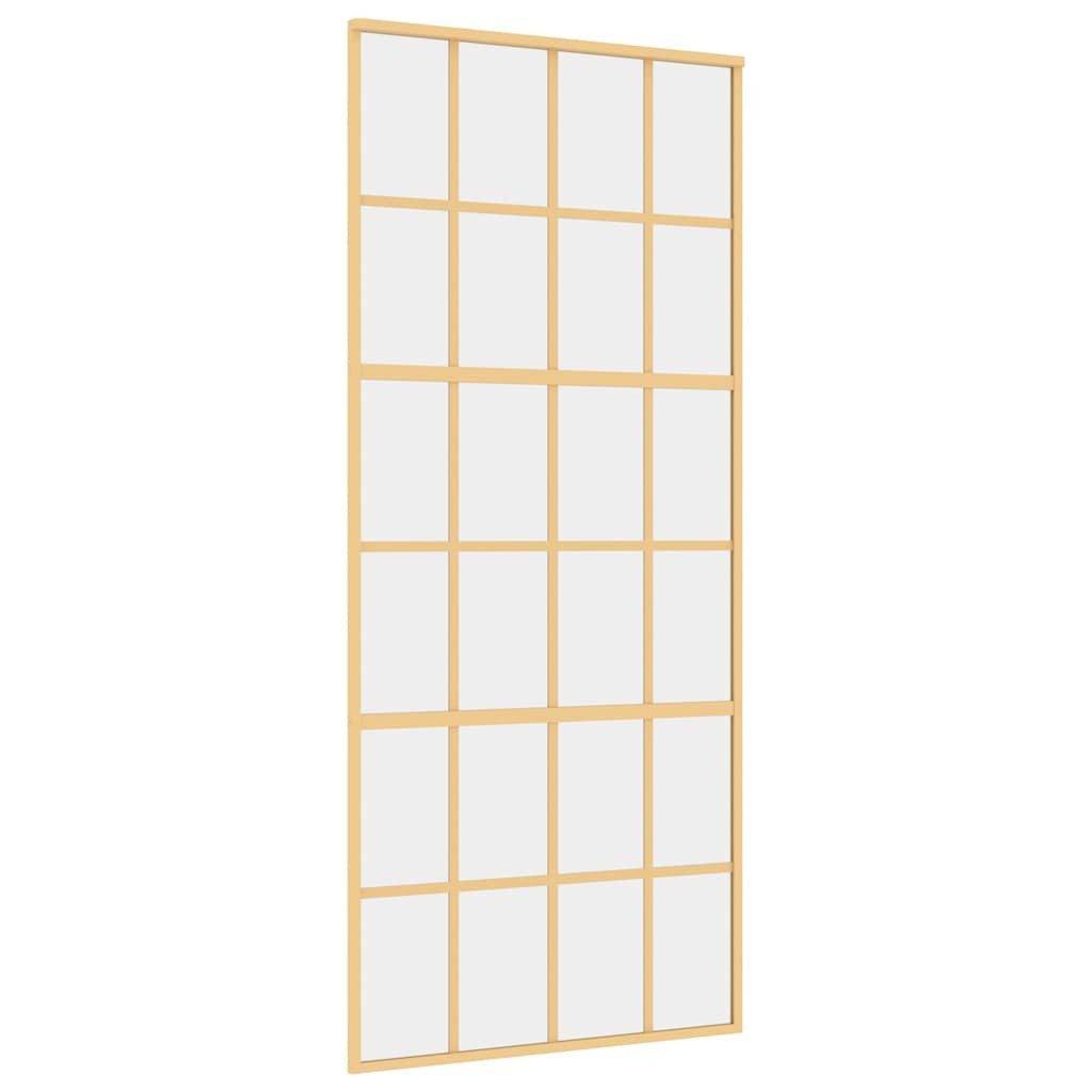 vidaXL Haustür Schiebetür Golden 90x205 cm ESG-Klarglas und Aluminium (1-St)