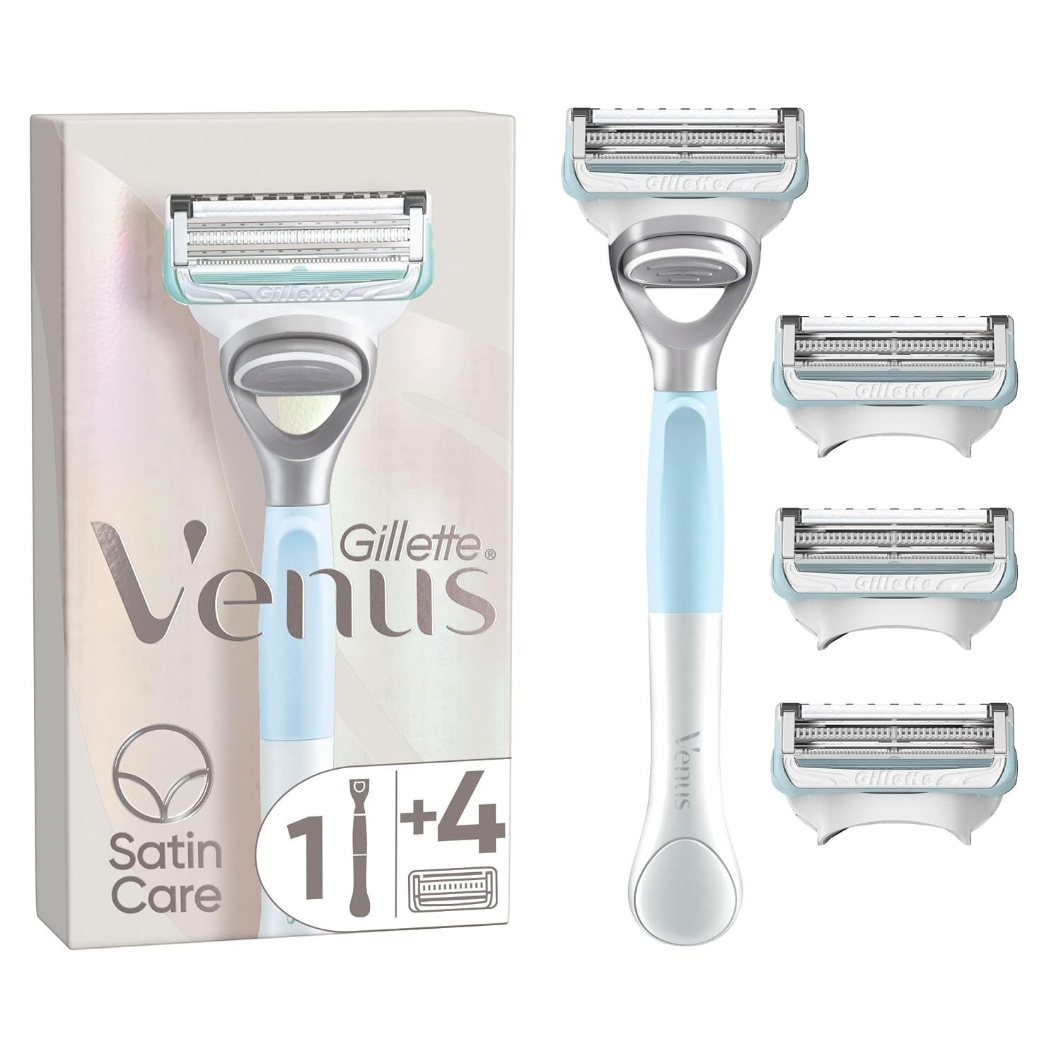 Gillette Venus Nassrasierer 1x Gillette Venus Rasierer Damen für Intimbereich mit 4 Ersatzklingen, 1-tlg., Intimrasierer für Frauen