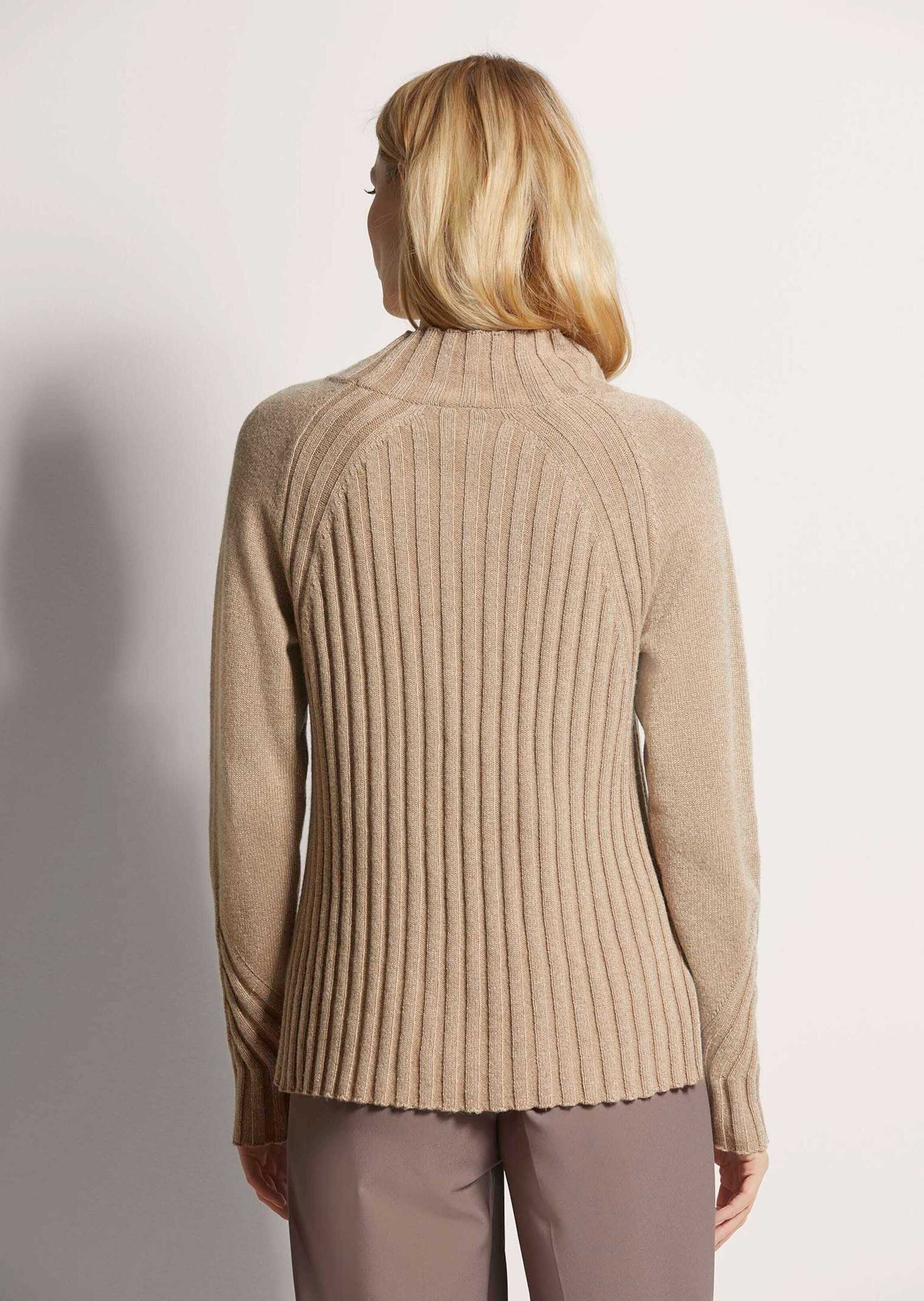 MADELEINE Strickpullover Glanzvoller Strickpullover mit Stehkragen Langarm Pullover mit Rippen- und Glattstrick