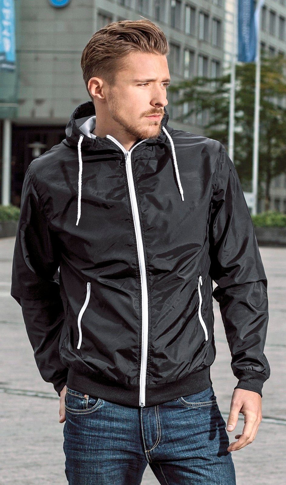WITORU Windbreaker Herren Regenjacke / Windjacke Unisex Jacke mit Kapuze bis 5XL – Bild 5 von 5