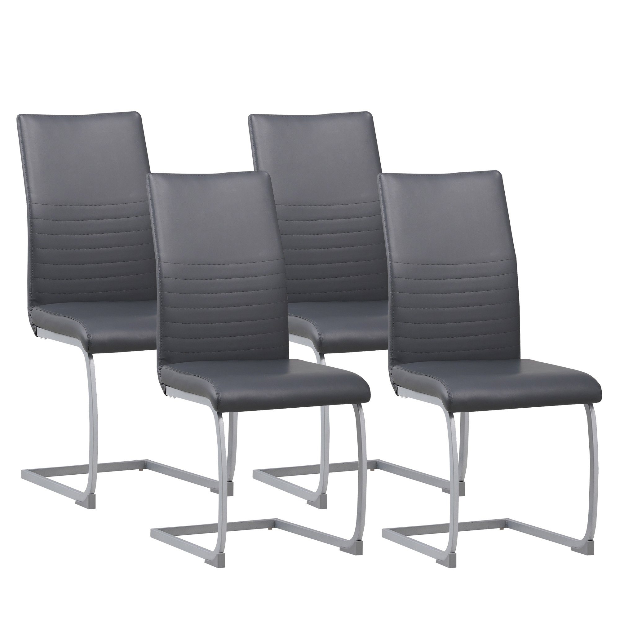 Freischwinger Freischwinger MURANO 4er Set grau kunstleder Modernes Design